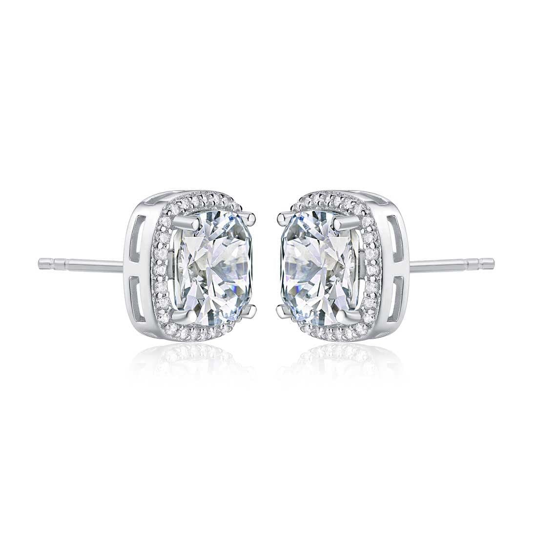 925 Sterling Silver Cushion Shaped Halo Stud Earrings for Women - namana.london