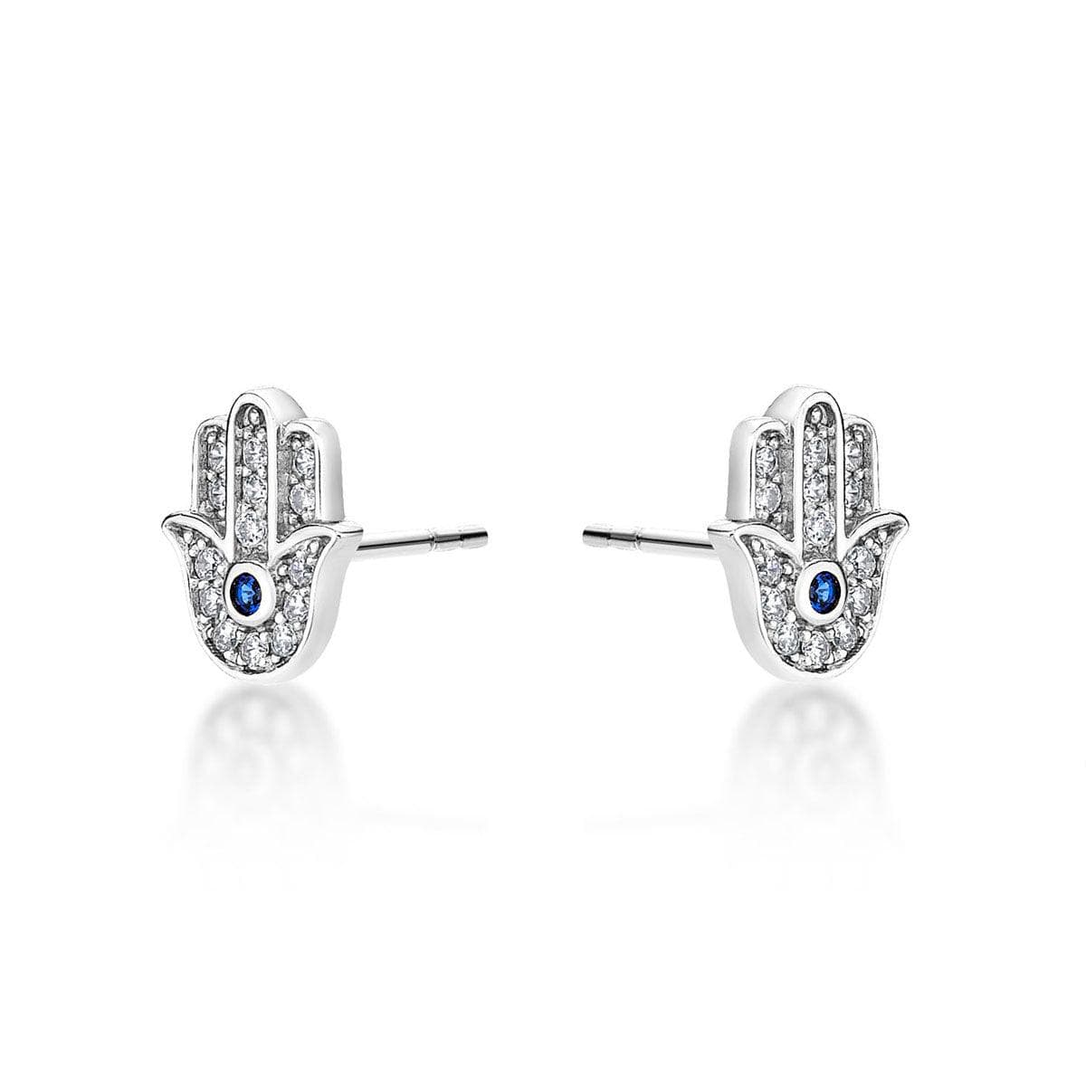 Sterling Silver Hamza Hand Stud Earrings for Women - namana.london