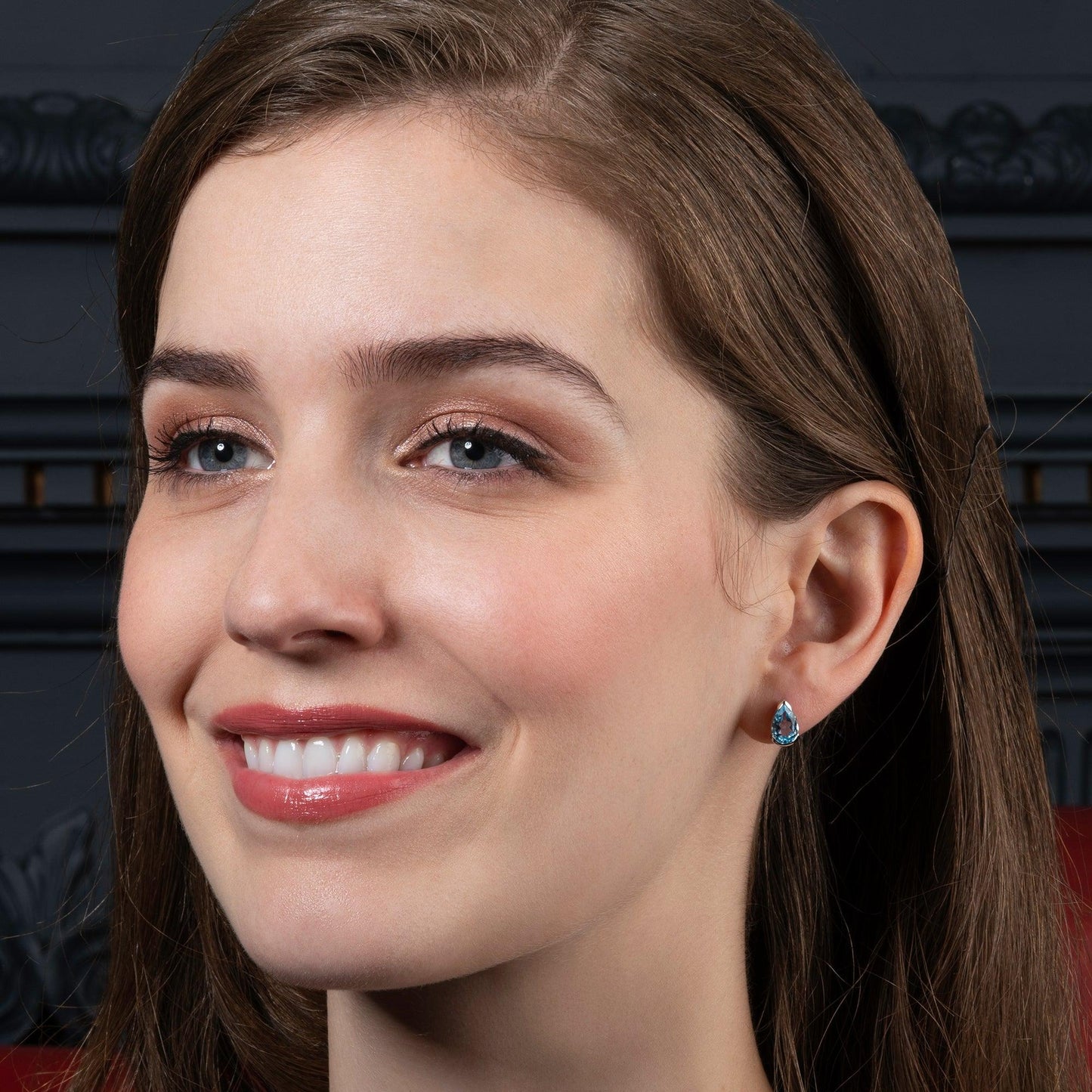 925 Sterling Silver Stud Earrings with Blue Topaz Gemstones - namana.london