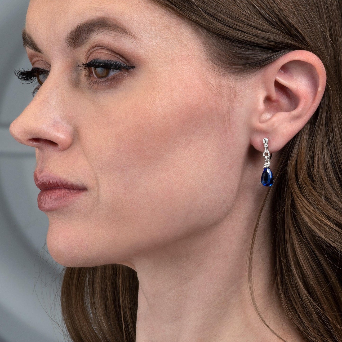 925 Sterling Silver Royal Blue Drop Earrings for Women - namana.london