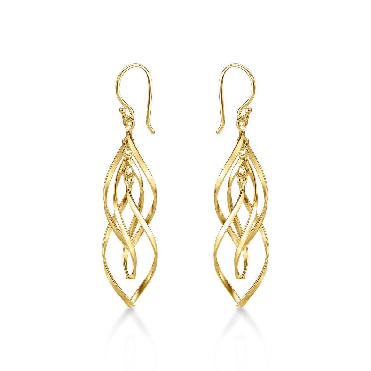 Gold Plated Long Spiral Dangling Earrings for Women - namana.london