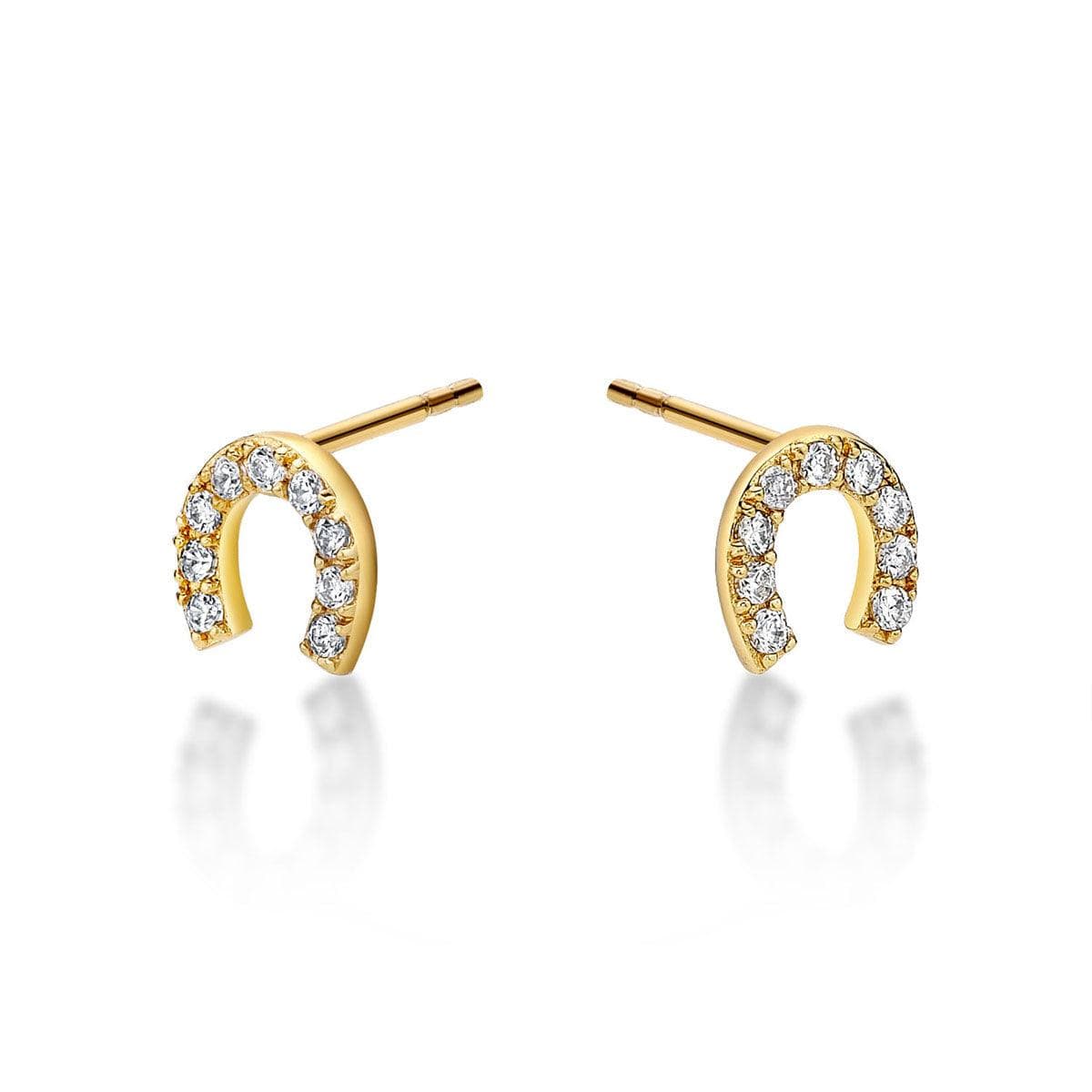 Gold Plated Horse Shoe Stud Earrings for Women - namana.london