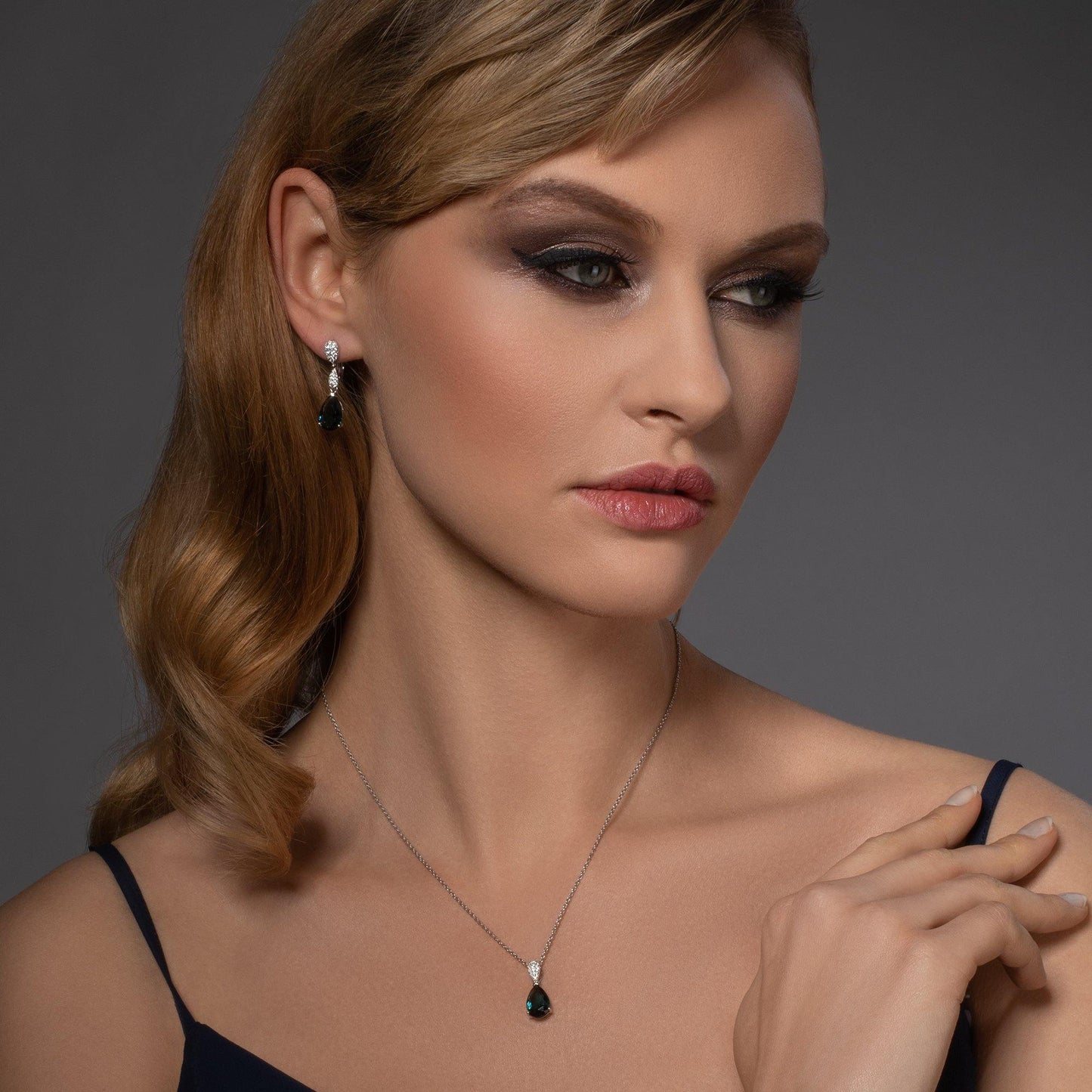 Sterling Silver Dark Blue Drop Earrings for Women - namana.london