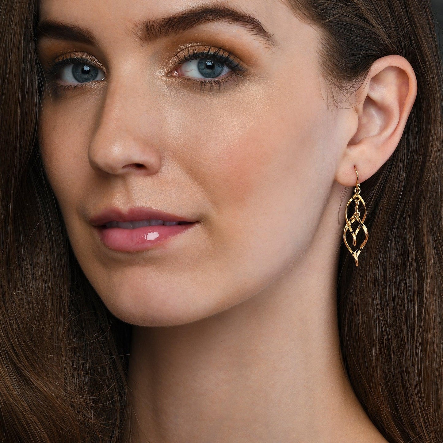Gold Plated Long Spiral Dangling Earrings for Women - namana.london
