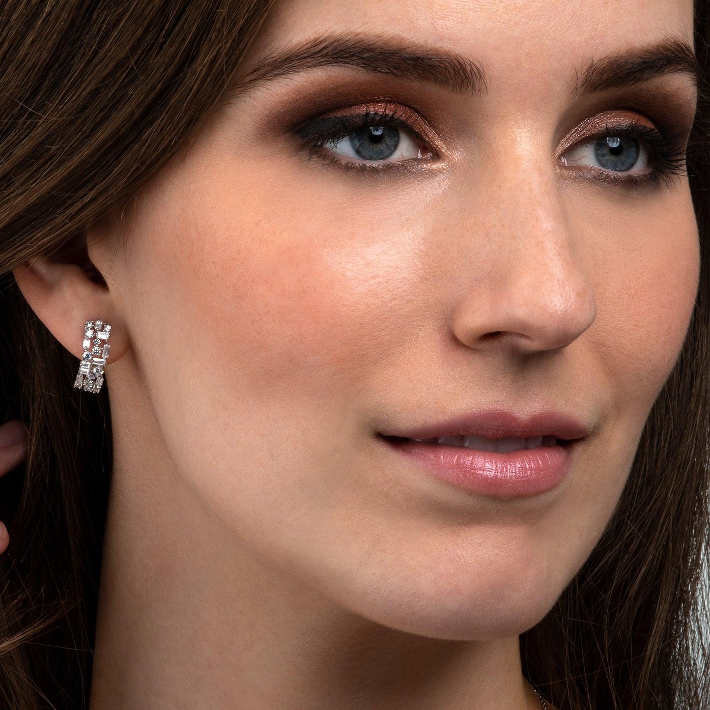 925 Sterling Silver Hoop Earrings for Women with Baguette Stones - namana.london