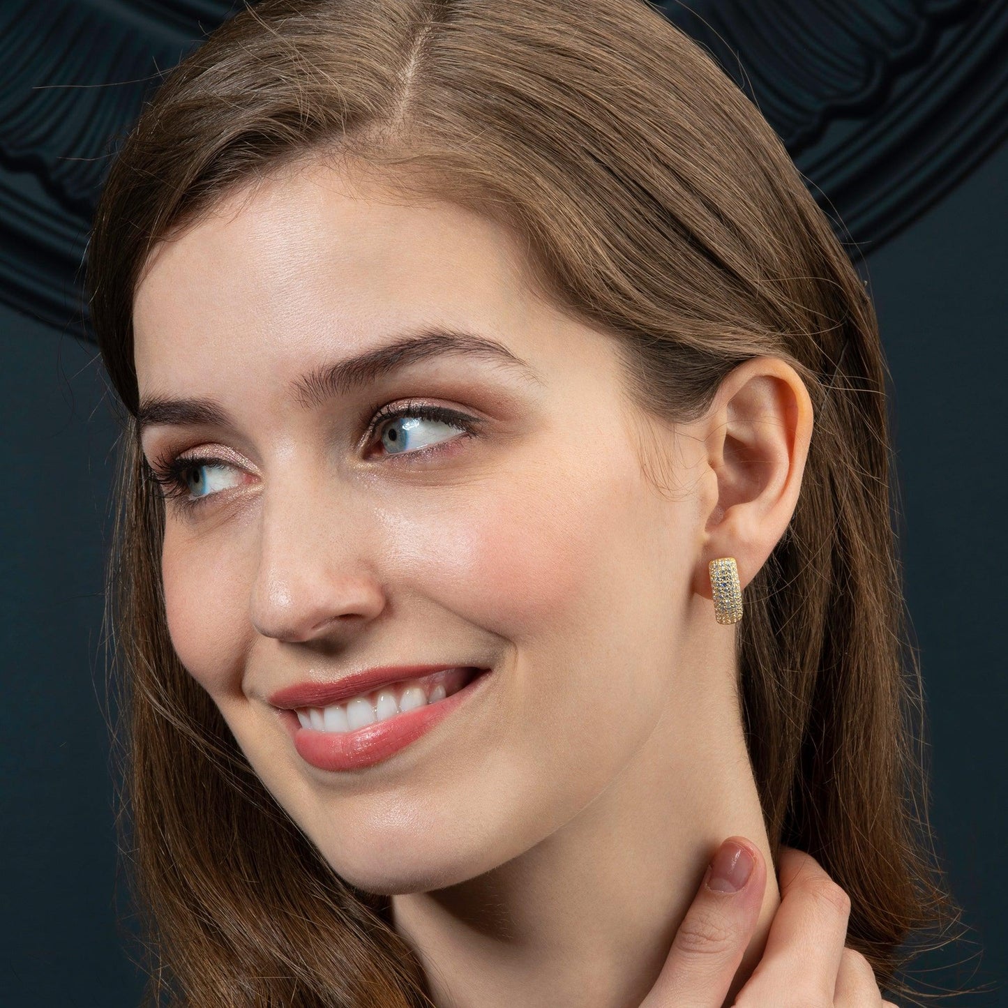 Gold Pave Hoop Earrings for Women - namana.london
