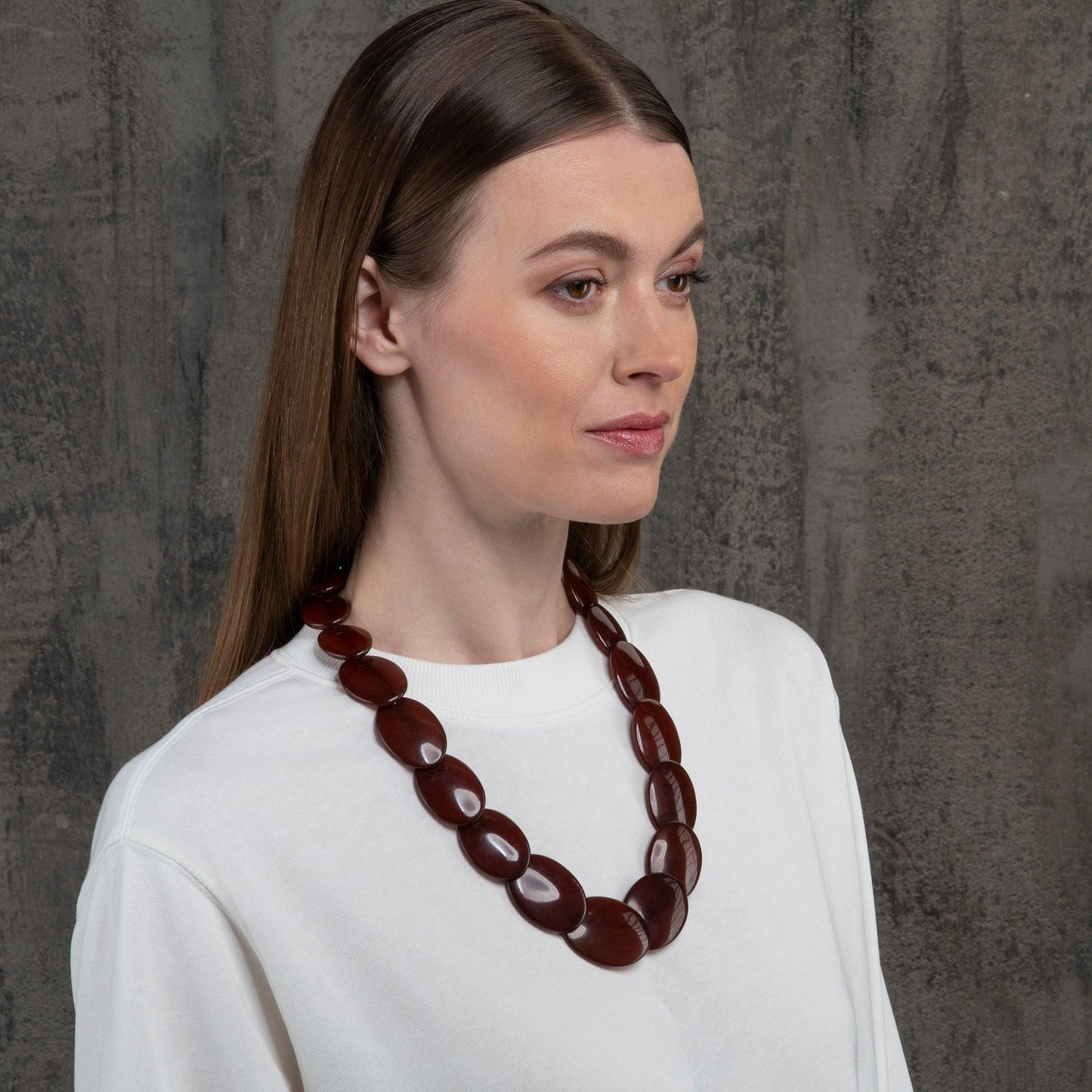 Long Brown Chunky Statement Necklace for Women - namana.london
