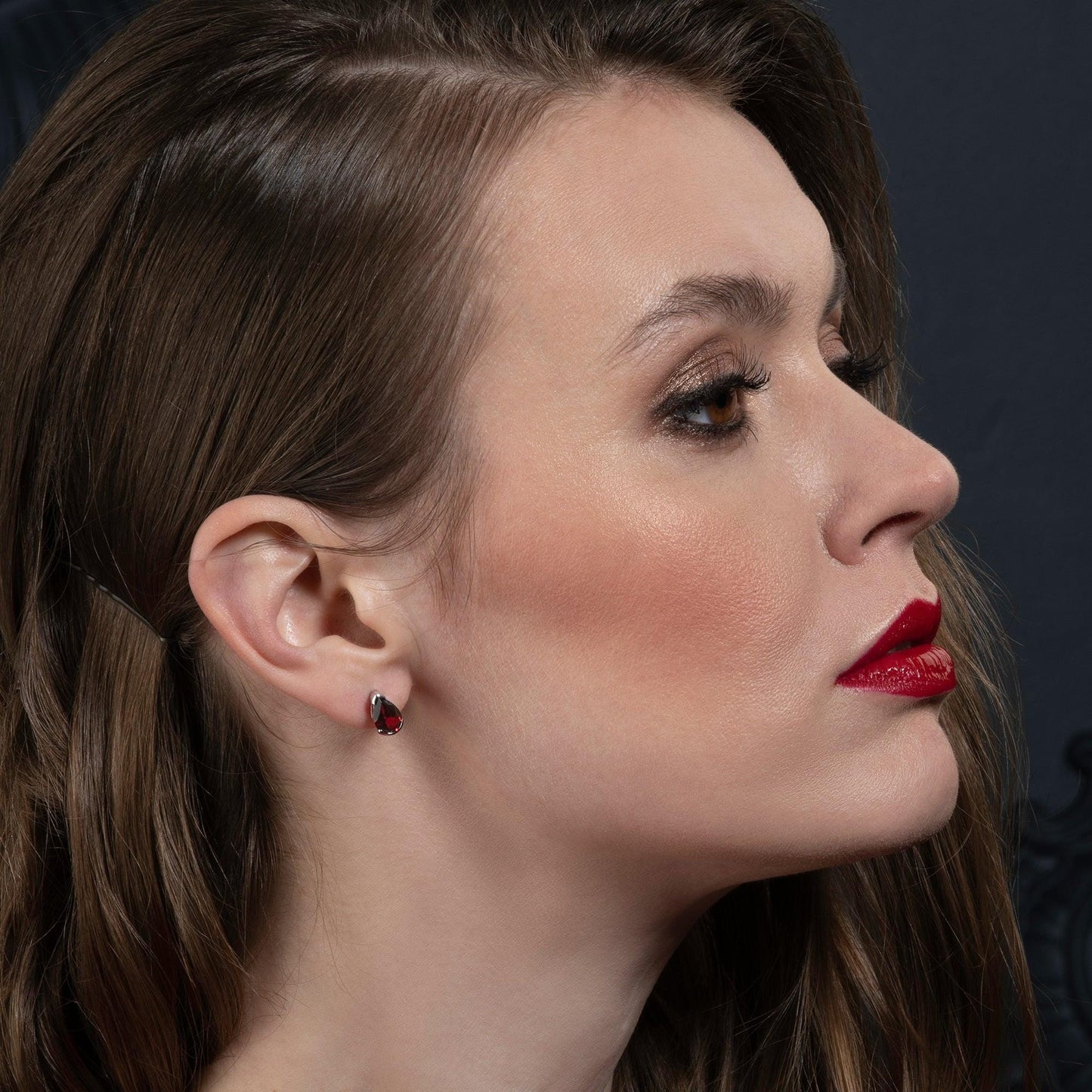 925 Sterling Silver Stud Earrings with Garnet Gemstones - namana.london