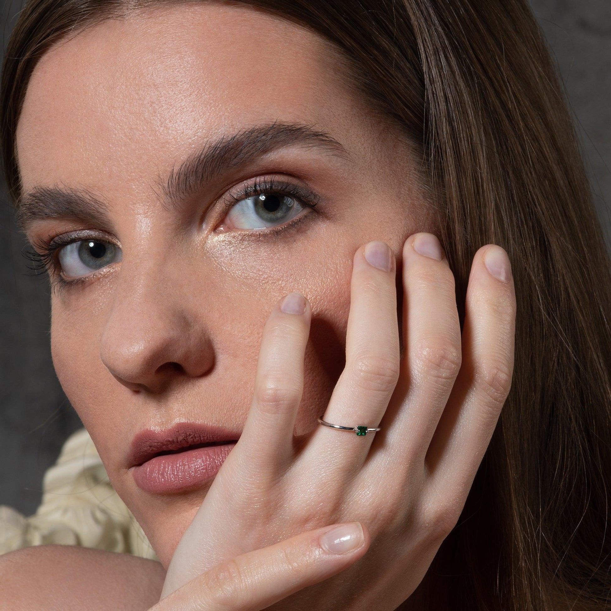 Adjustable Green Ring for Women with a Square Zirconia Stone - namana.london