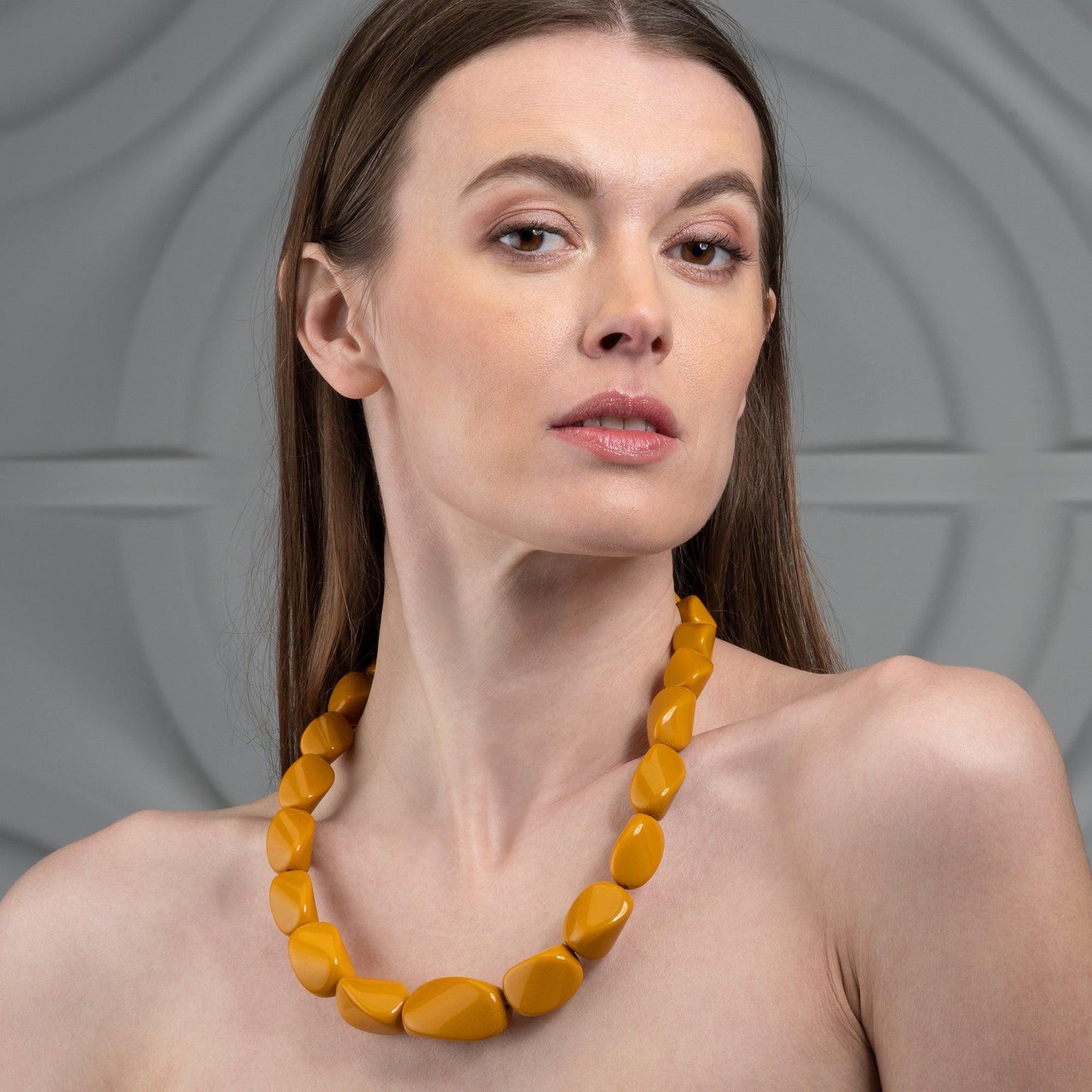Twisted Mustard Yellow Chunky Statement Necklace for Women - namana.london