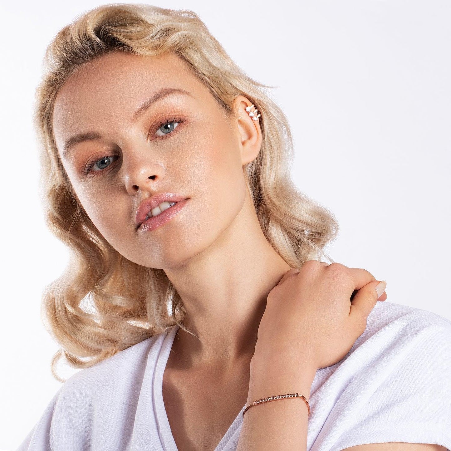 Rose Gold Swarovski Crystal Bar Bracelet - namana.london