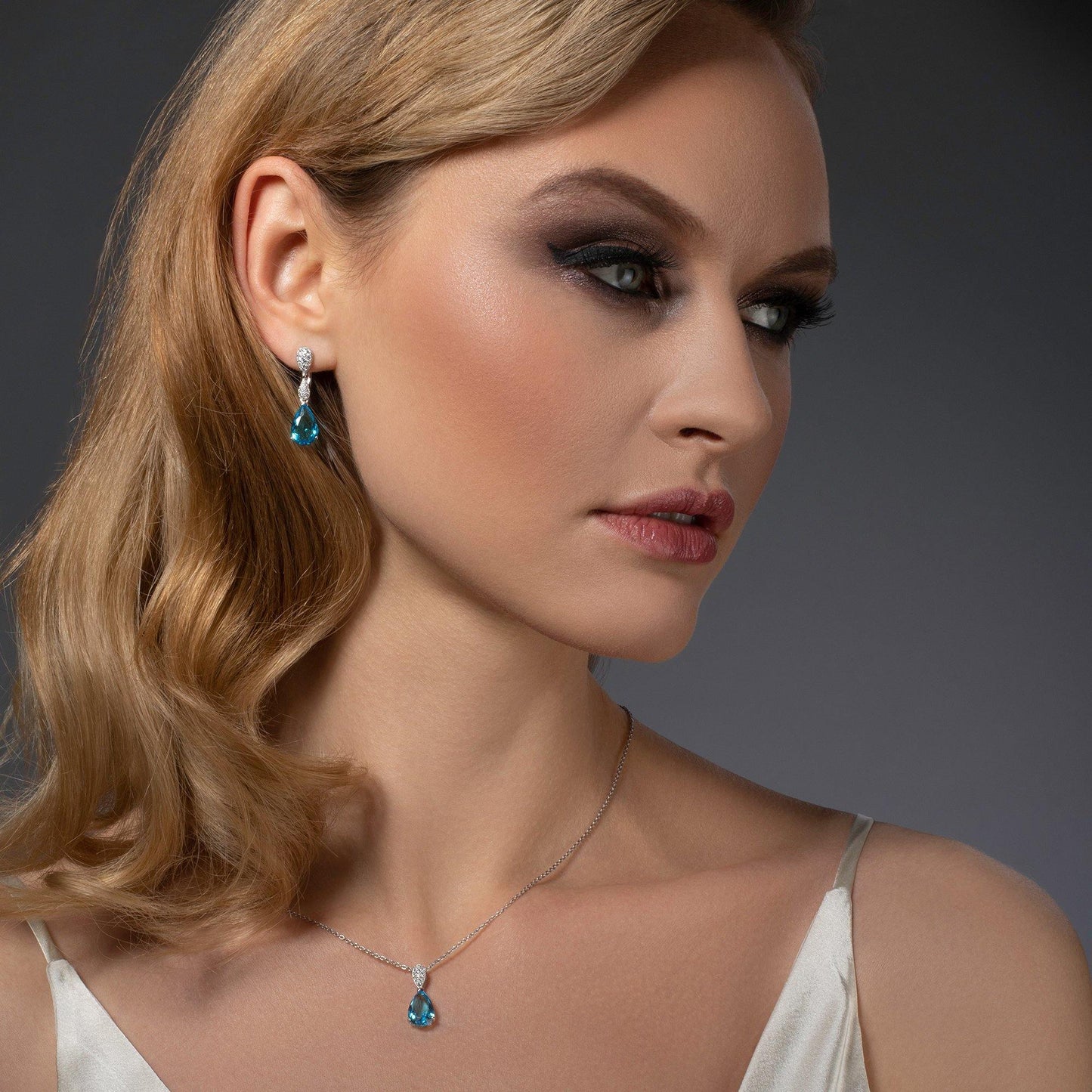 Sterling Silver Light Blue Drop Earrings for Women - namana.london