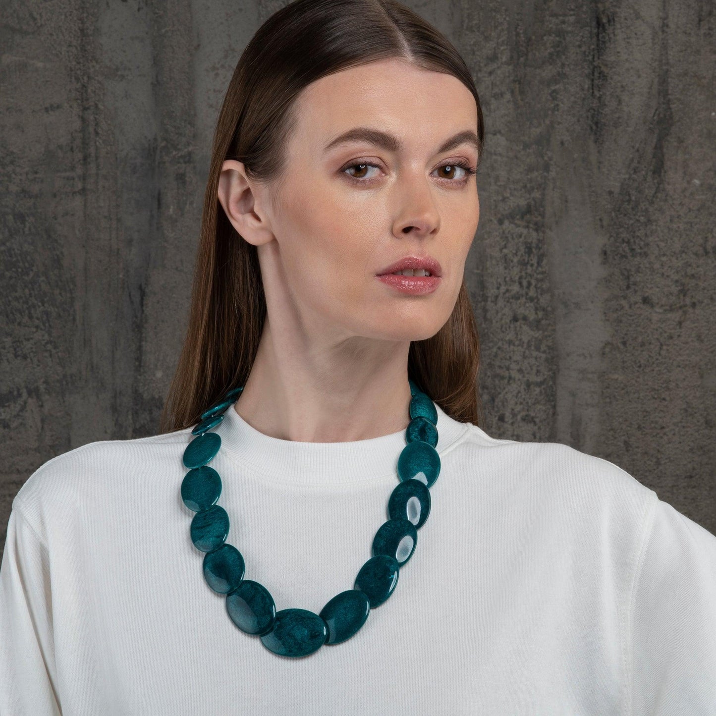 Long Dark Green Chunky Statement Necklace for Women - namana.london