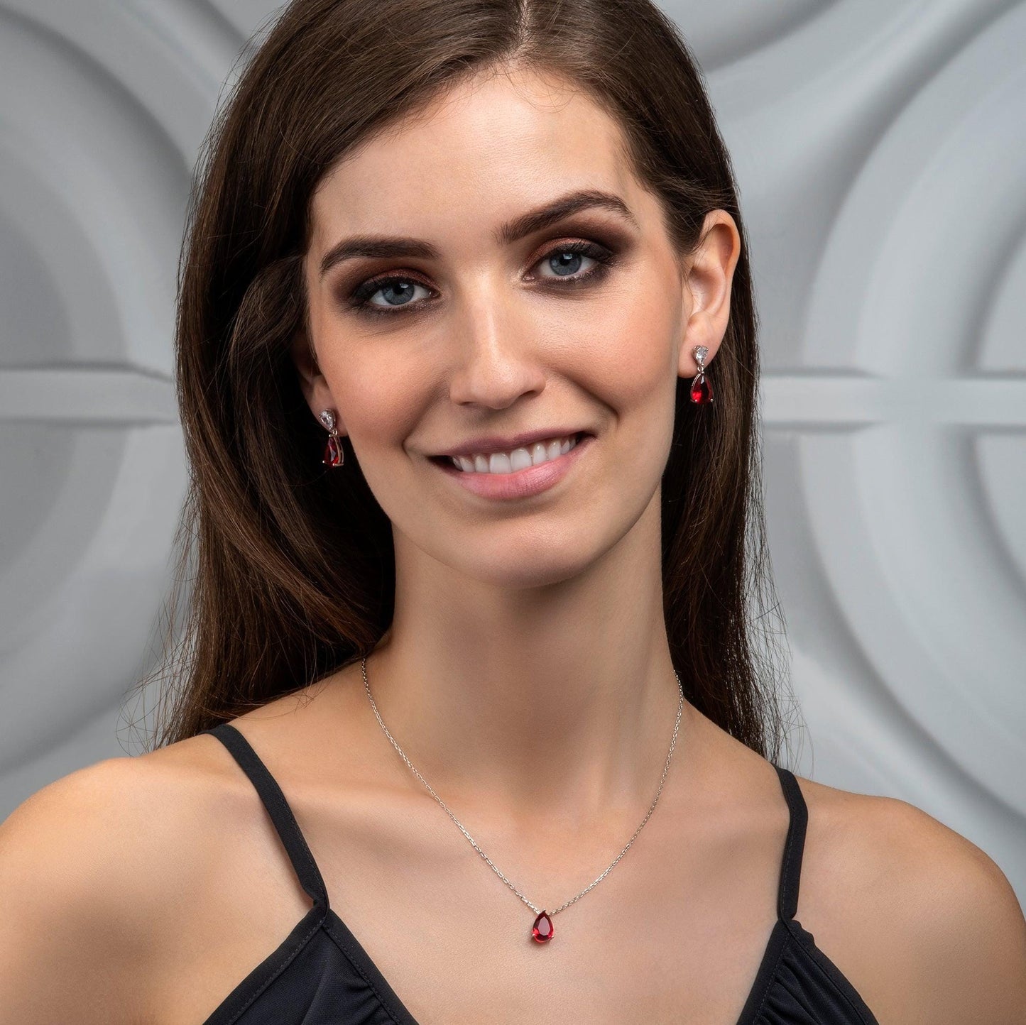 925 Sterling Silver Red Pear Pendant Necklace for Women. - namana.london