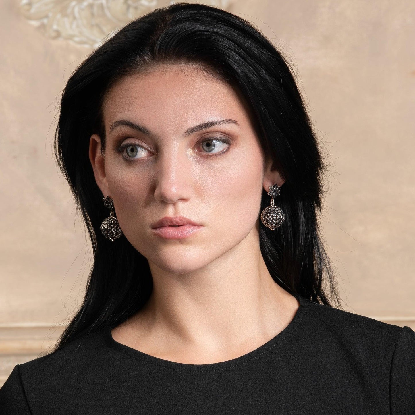 Sterling Silver Oxidized Ball Earrings For Women - namana.london