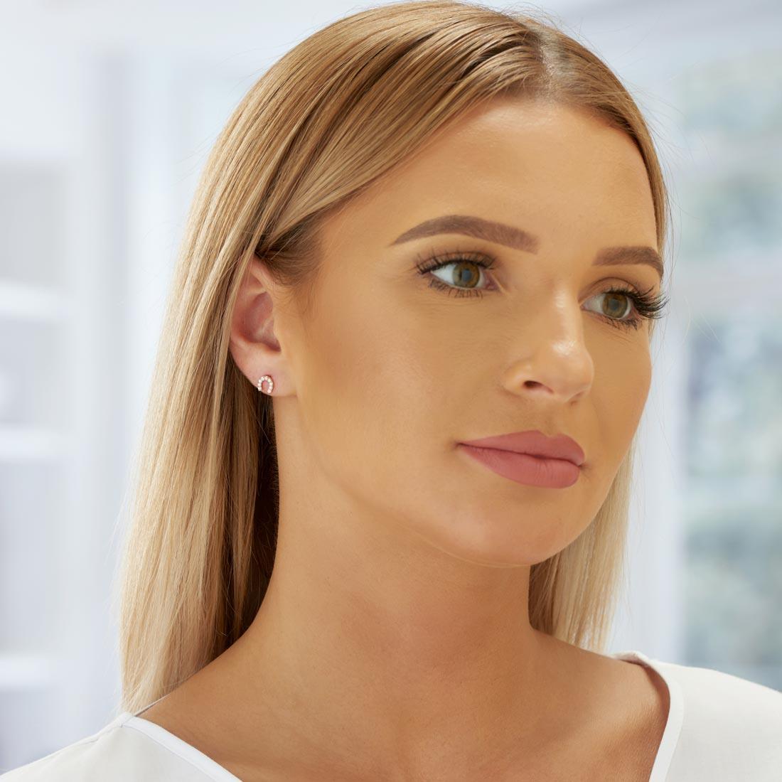 Rose Gold Horse Shoe Stud Earrings for Women - namana.london