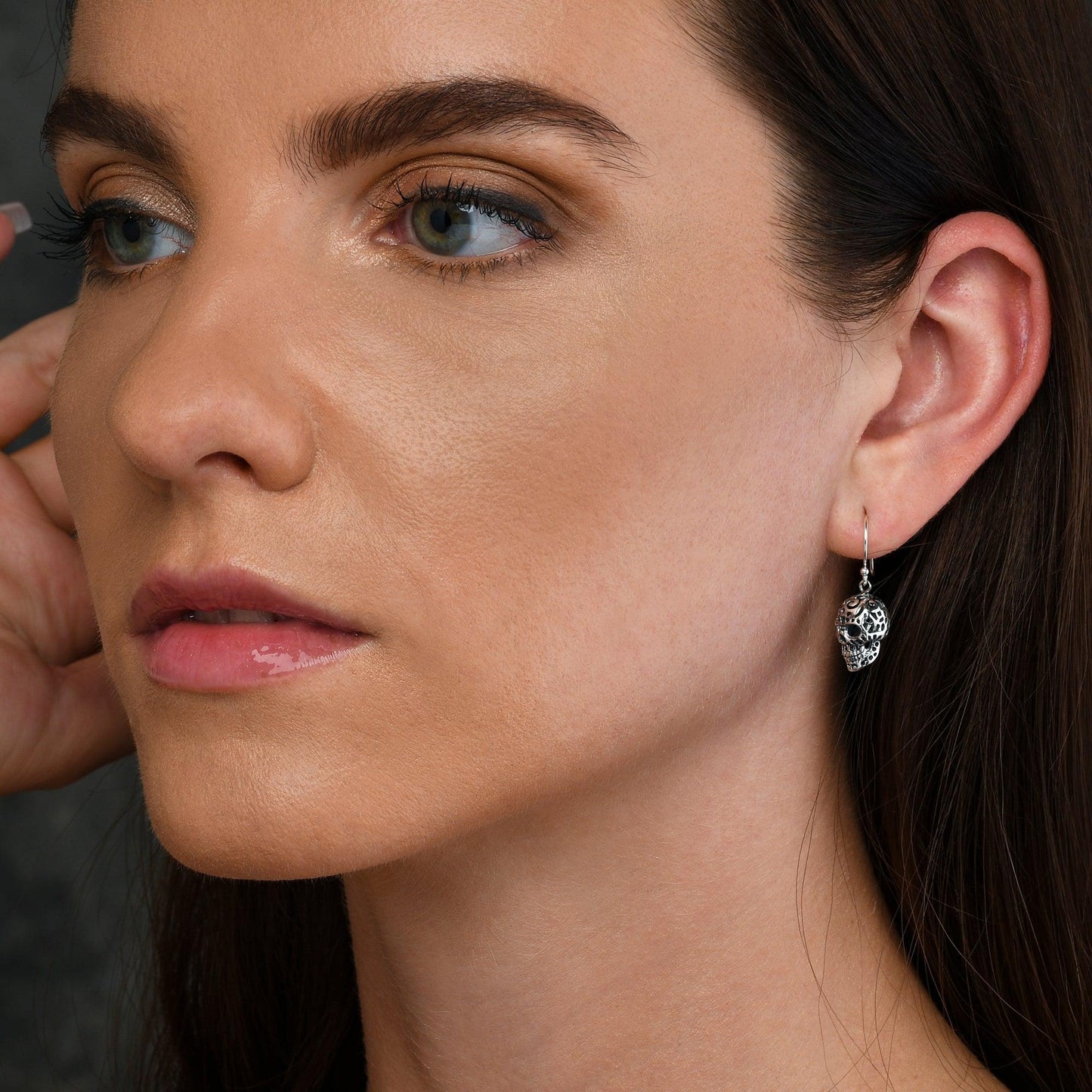 925 Sterling Silver Oxidised Skull Drop Earrings for Women - namana.london