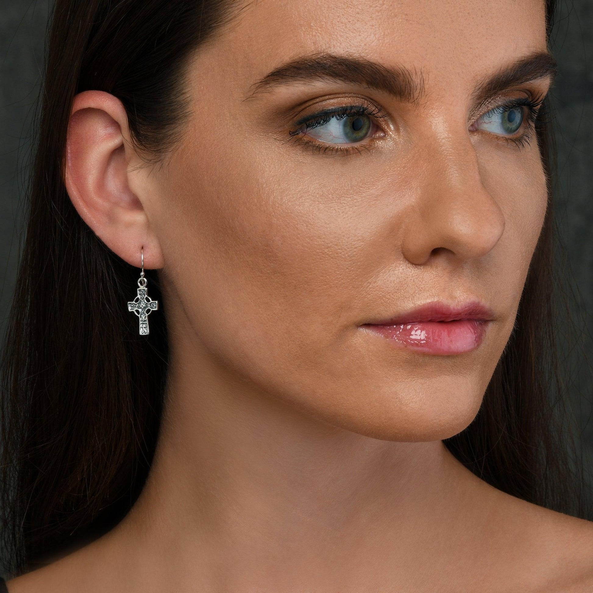 925 Sterling Silver Celtic Cross Dangle Earrings for Women - namana.london