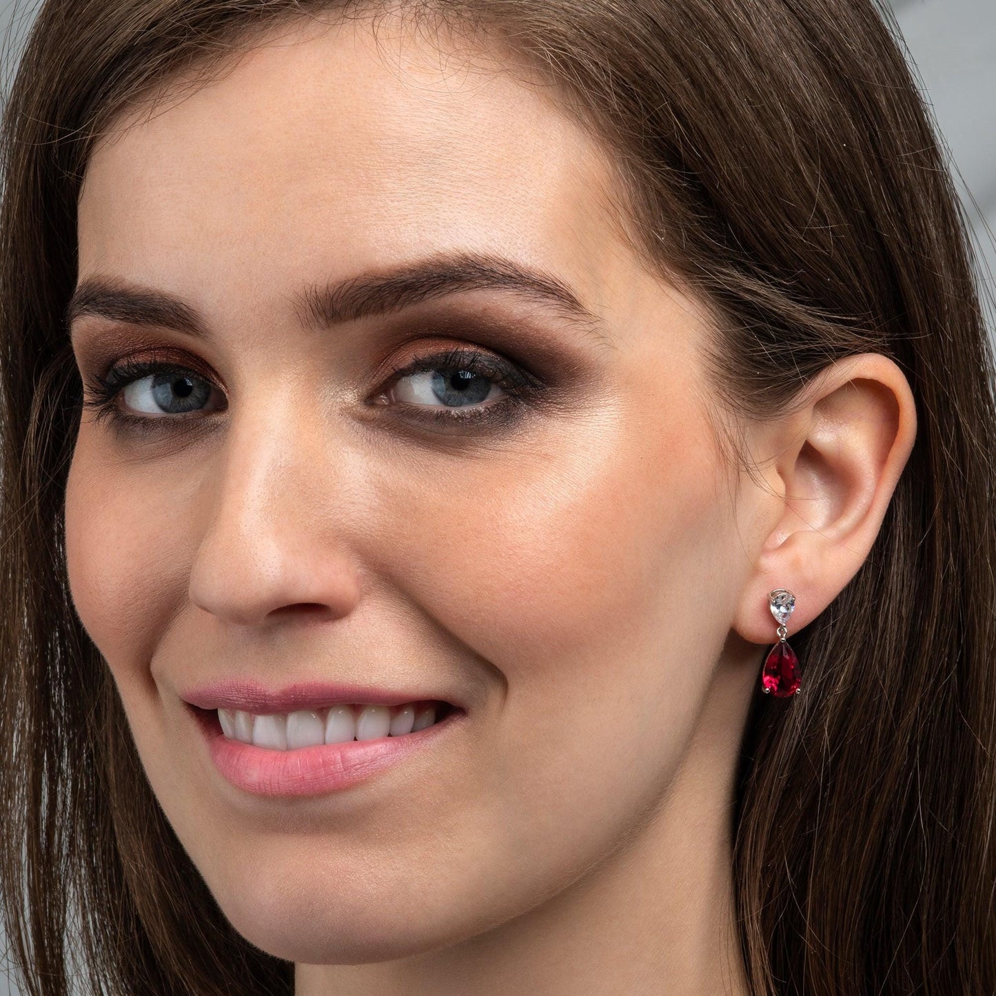 925 Sterling Silver Red Pear Shaped Drop Earrings For Women - namana.london