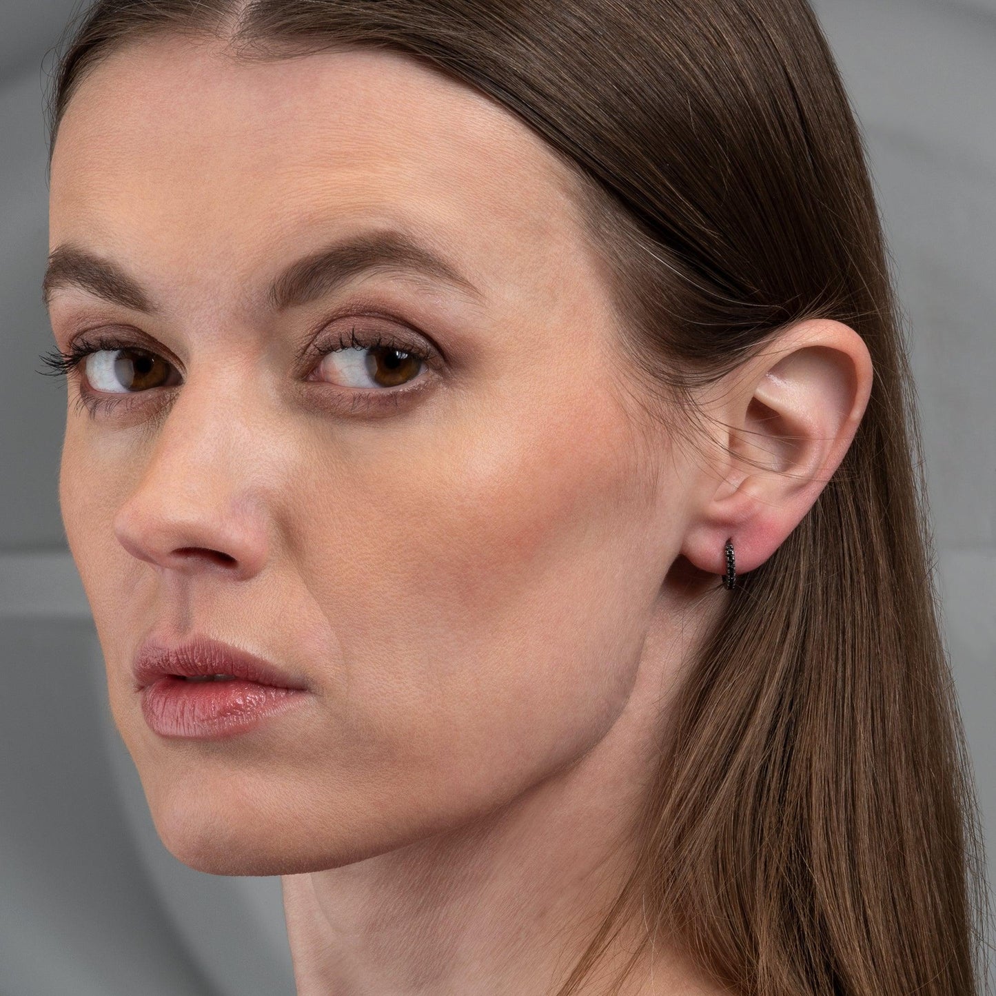 925 Sterling Silver Mini Black Hoop Earrings for Women - namana.london