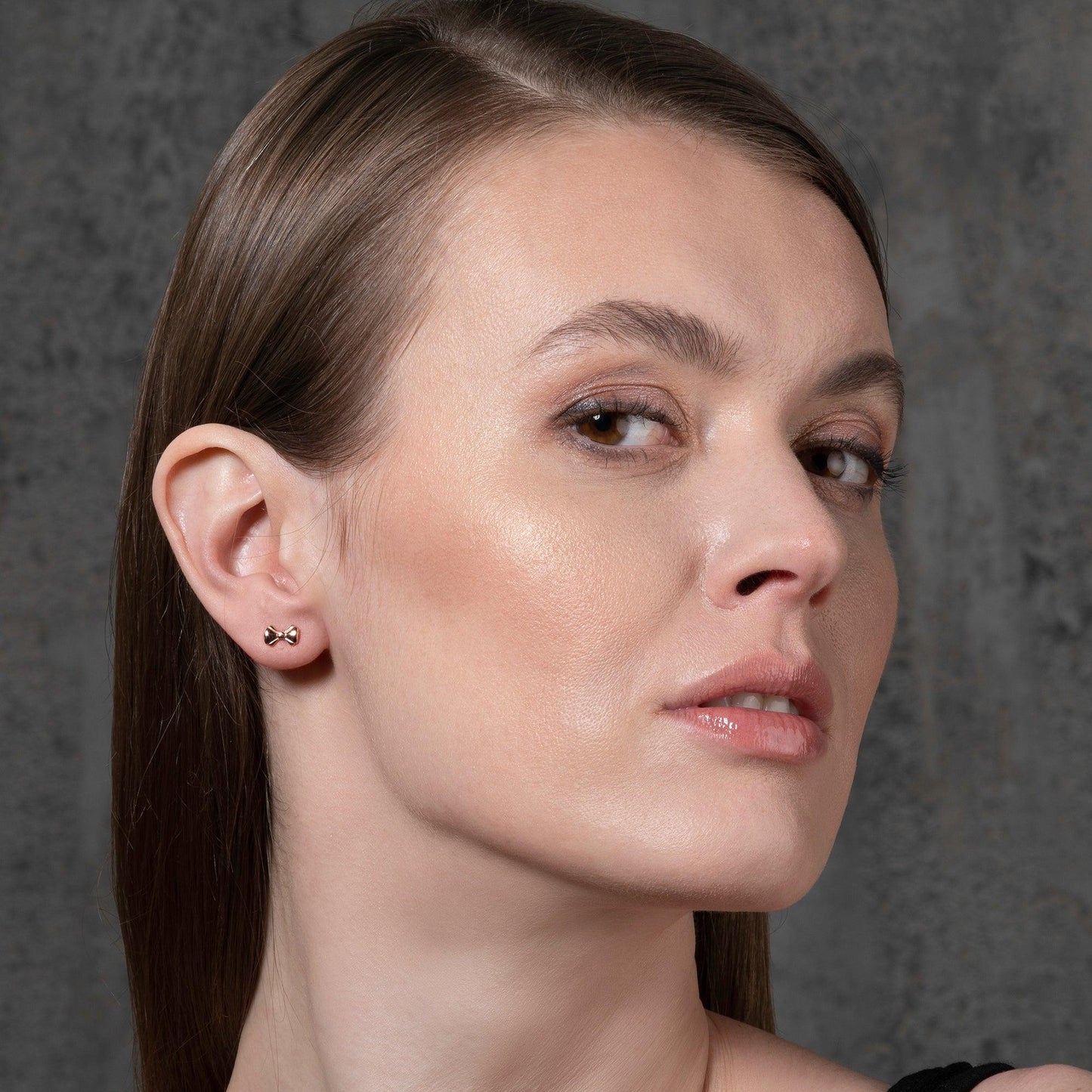 Rose Gold Small Bow Stud Earrings for Women - namana.london