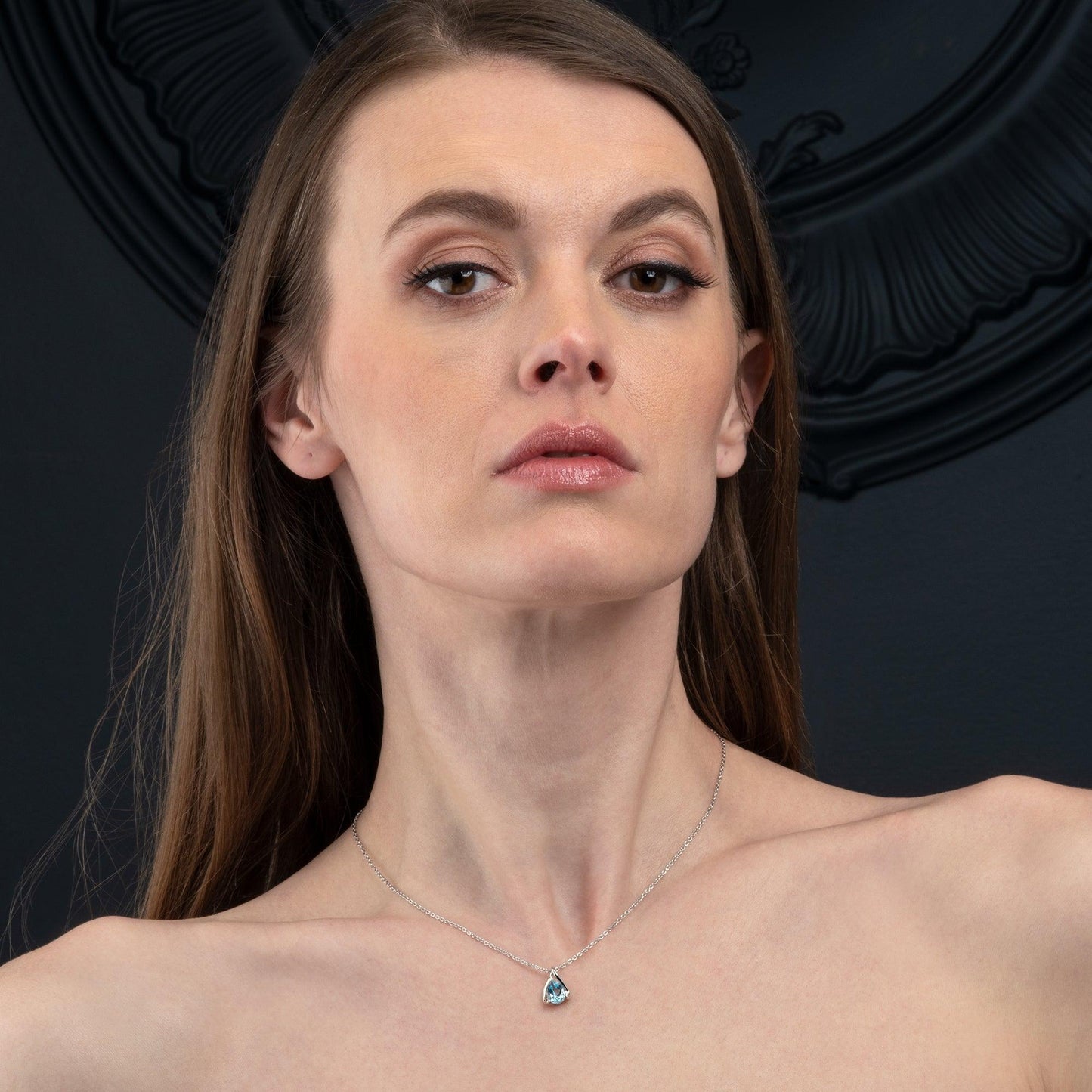 925 Sterling Silver Blue Topaz Gemstone Pendant Necklace - namana.london