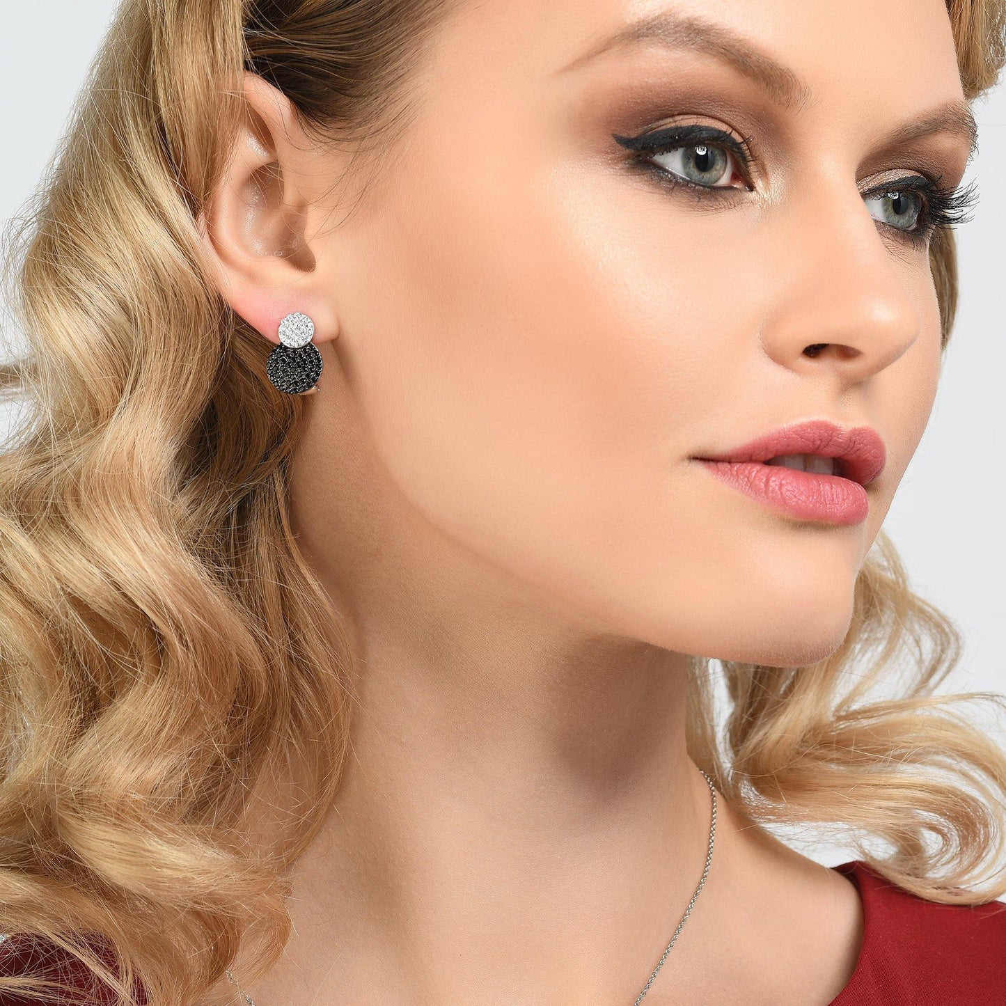 Sterling Silver Black and White Earrings for Women - namana.london