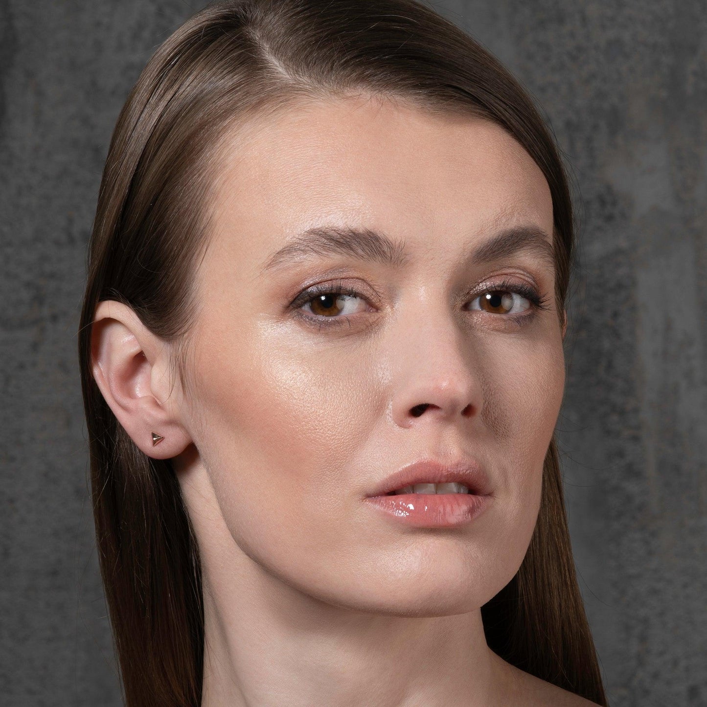 Rose Gold Triangle Stud Earrings for Women - namana.london