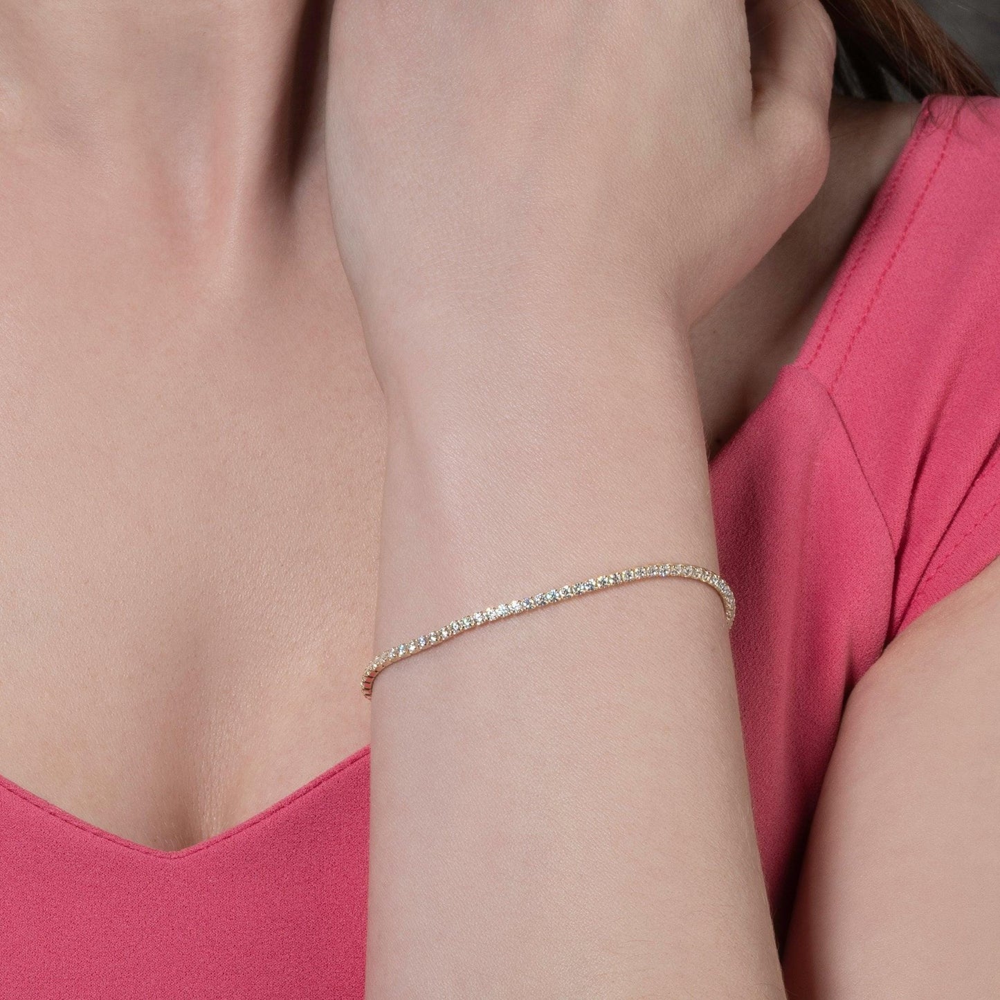 Gold Plated Skinny Tennis Bracelet for Women - namana.london
