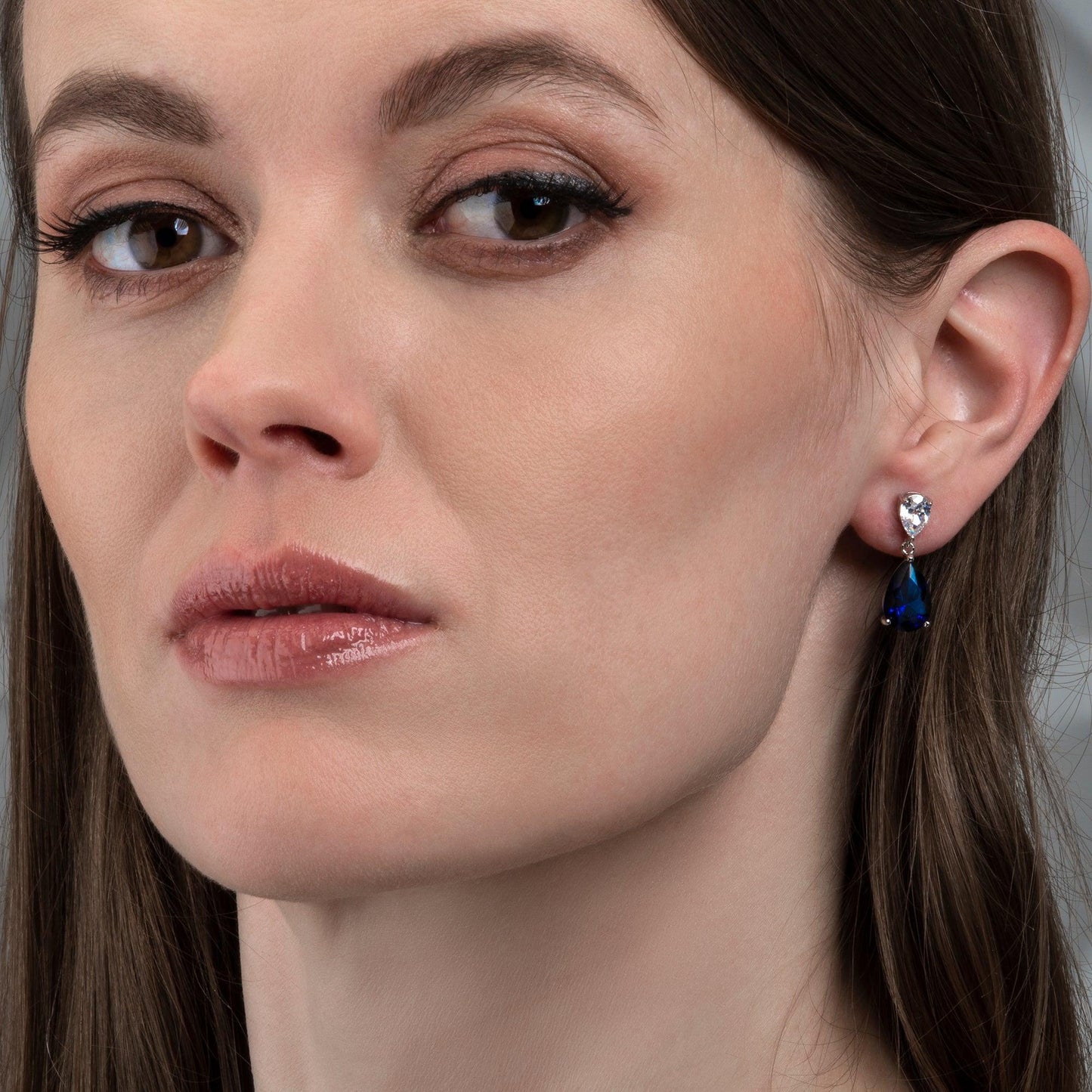 925 Sterling Silver Blue Pear Shaped Drop Earrings For Women - namana.london