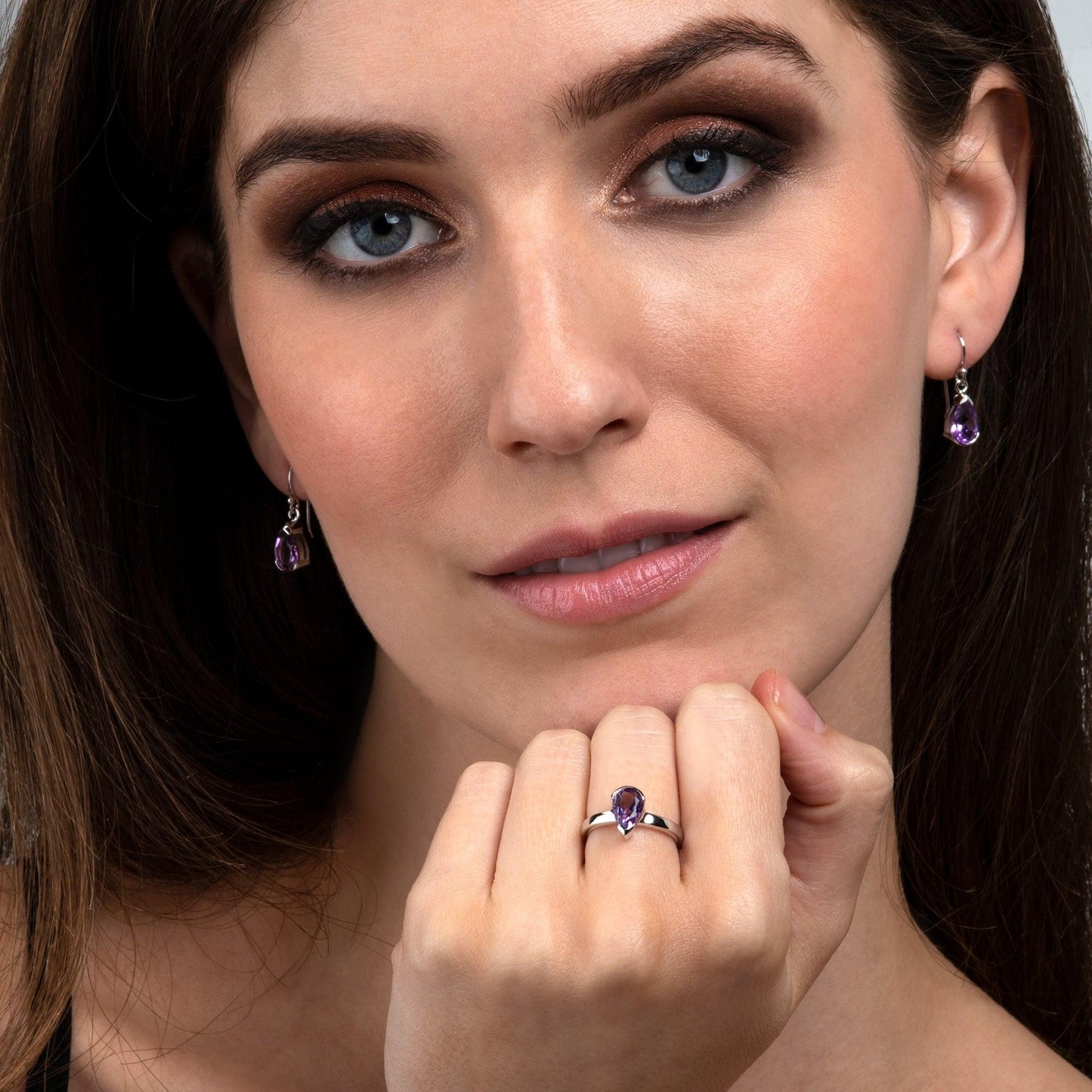 Pear Shaped Amethyst Ring for Women in 925 Sterling Silver - namana.london