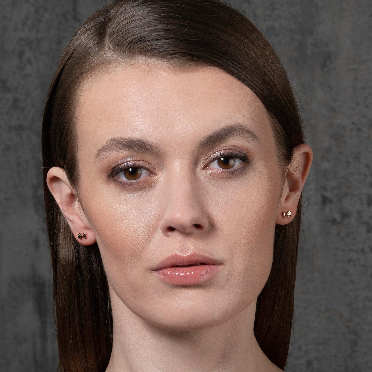 Rose Gold Small Bow Stud Earrings for Women - namana.london