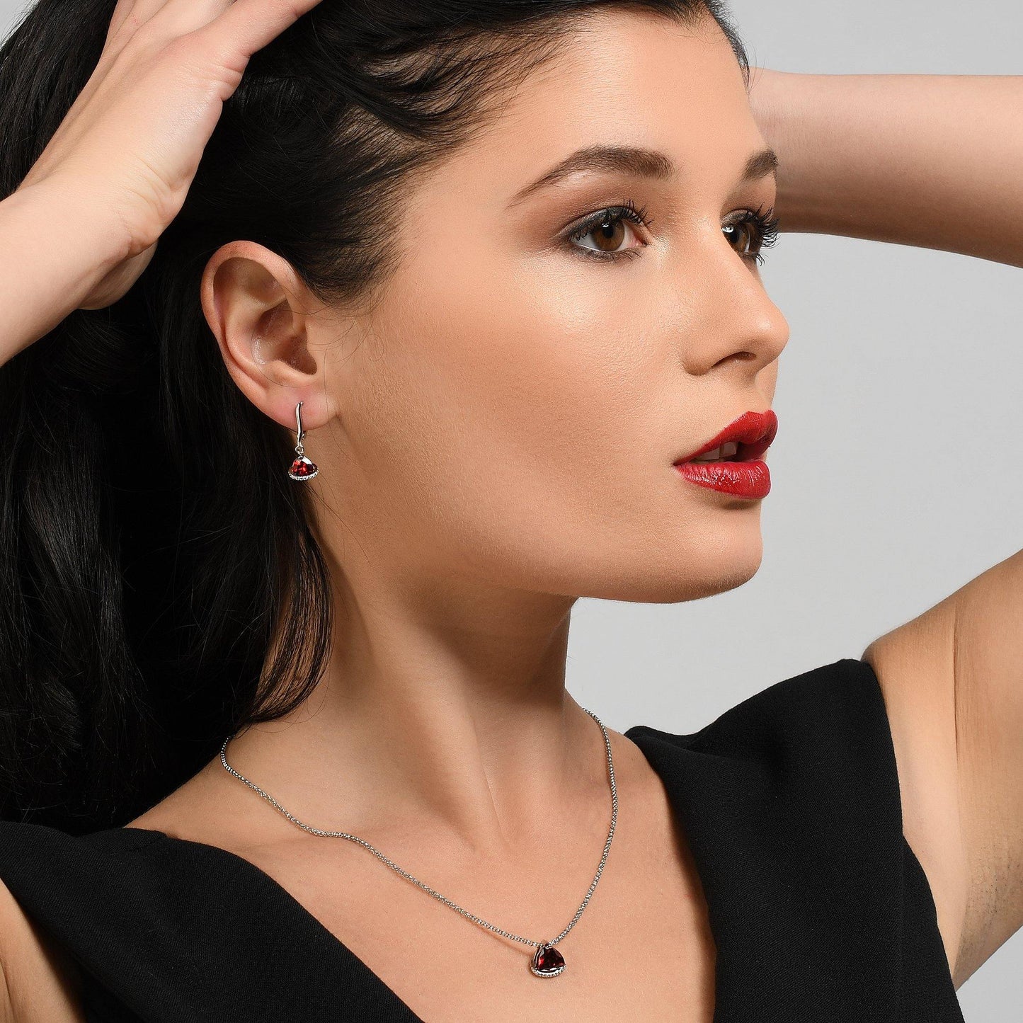 Triangle Red Pendant Necklace for Women - namana.london