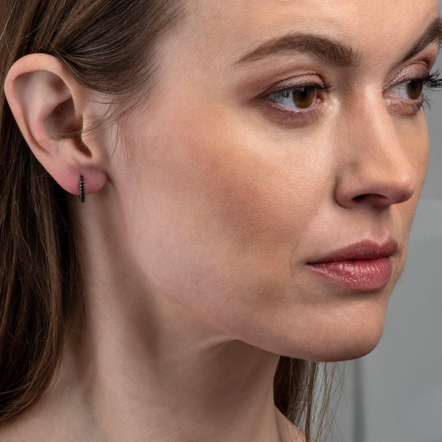925 Sterling Silver Mini Black Hoop Earrings for Women - namana.london
