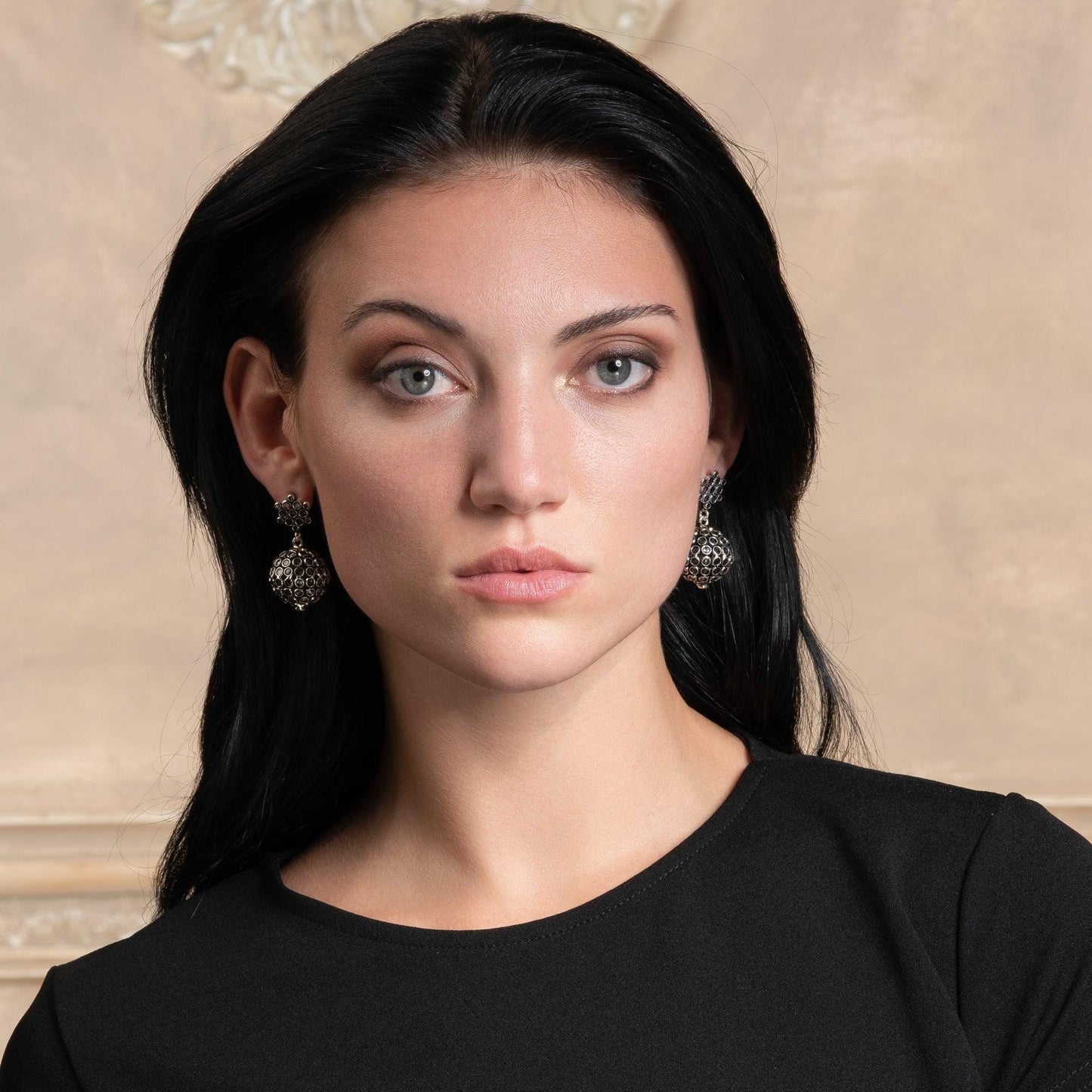 Sterling Silver Oxidized Ball Earrings For Women - namana.london