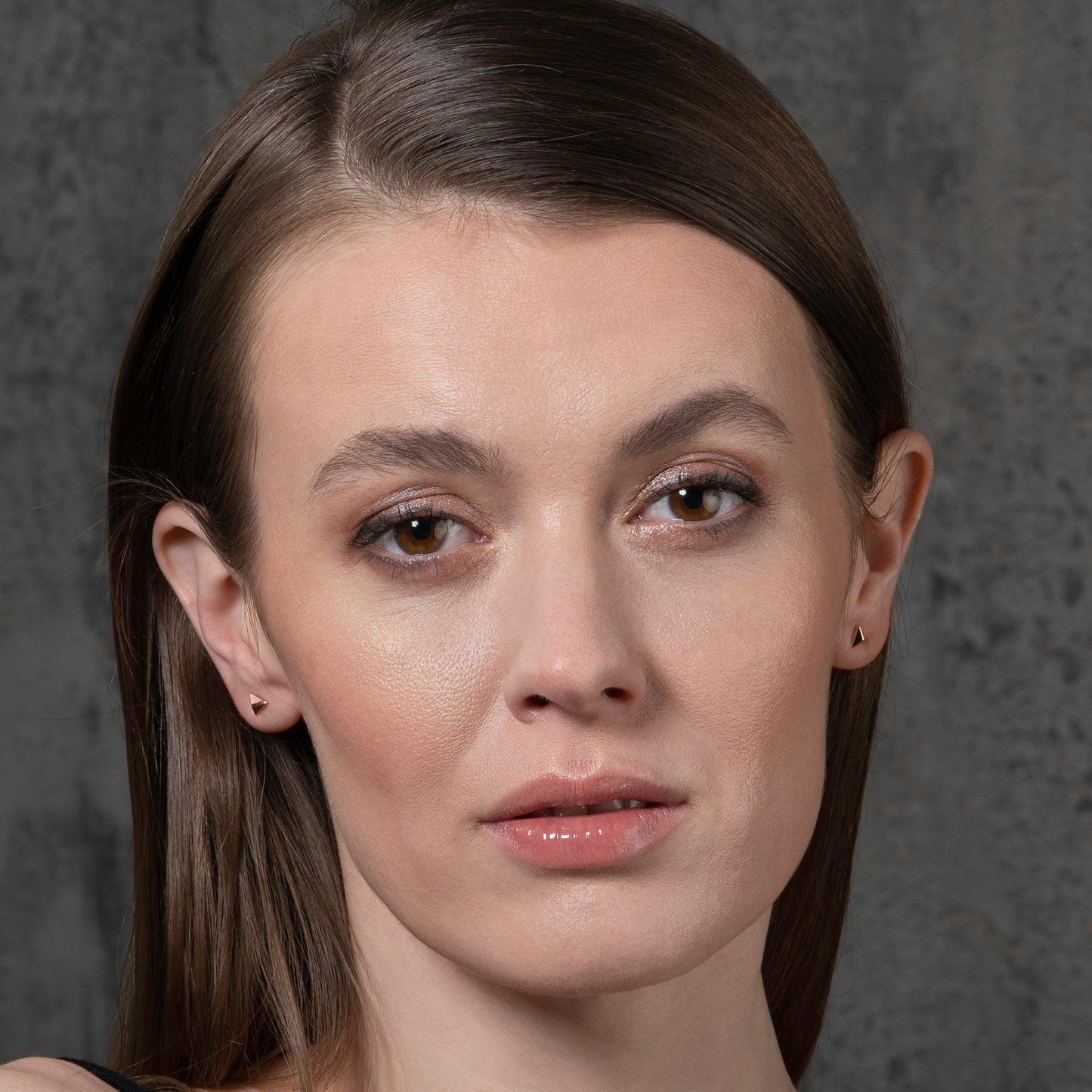 Rose Gold Triangle Stud Earrings for Women - namana.london
