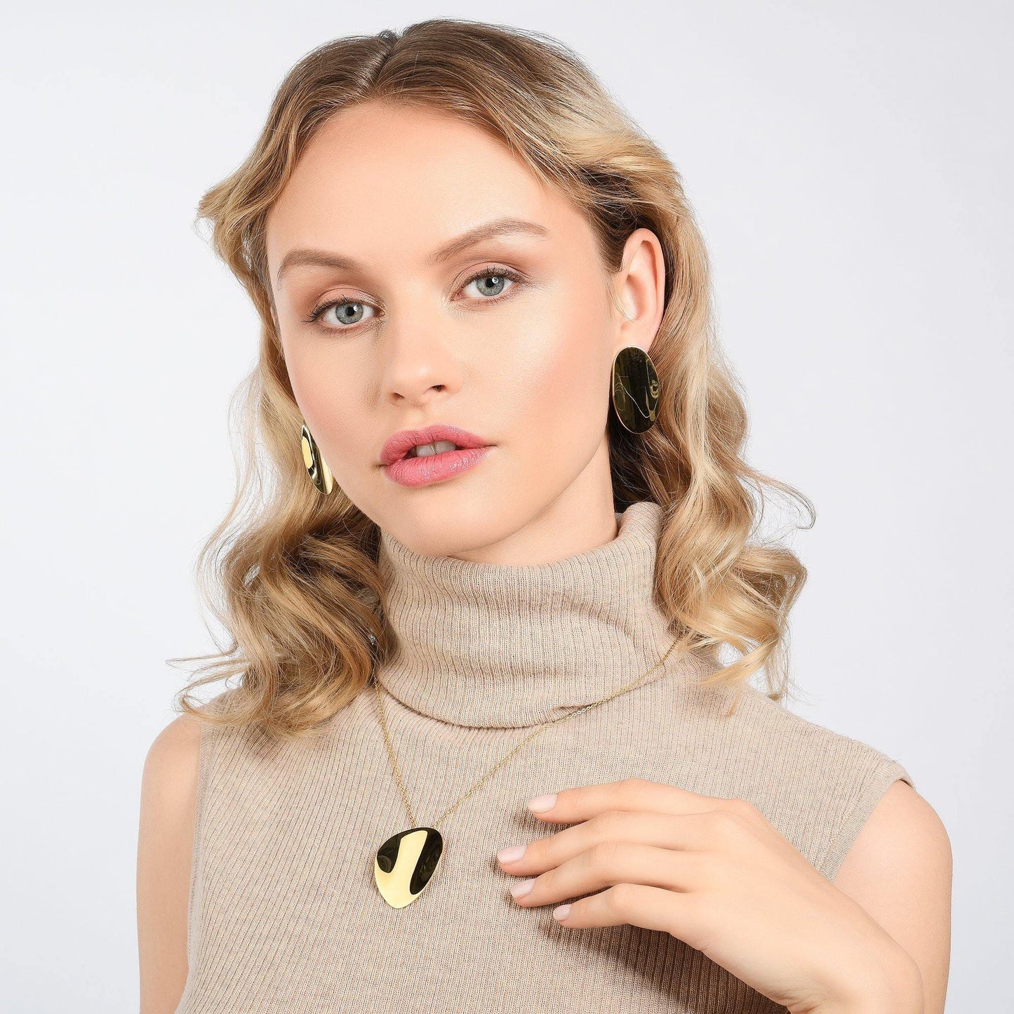 Large Gold Mirror Statement Earrings for Women - namana.london