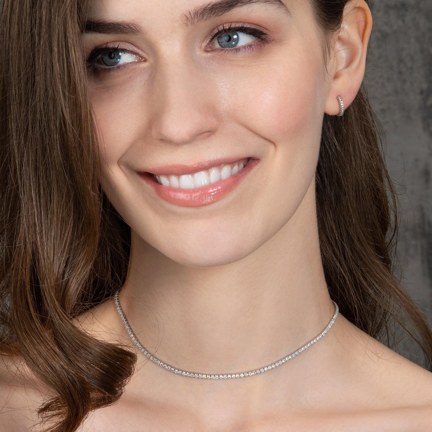 925 Sterling Silver Skinny Choker Necklace for Women with Cubic Zirconia Stones - namana.london