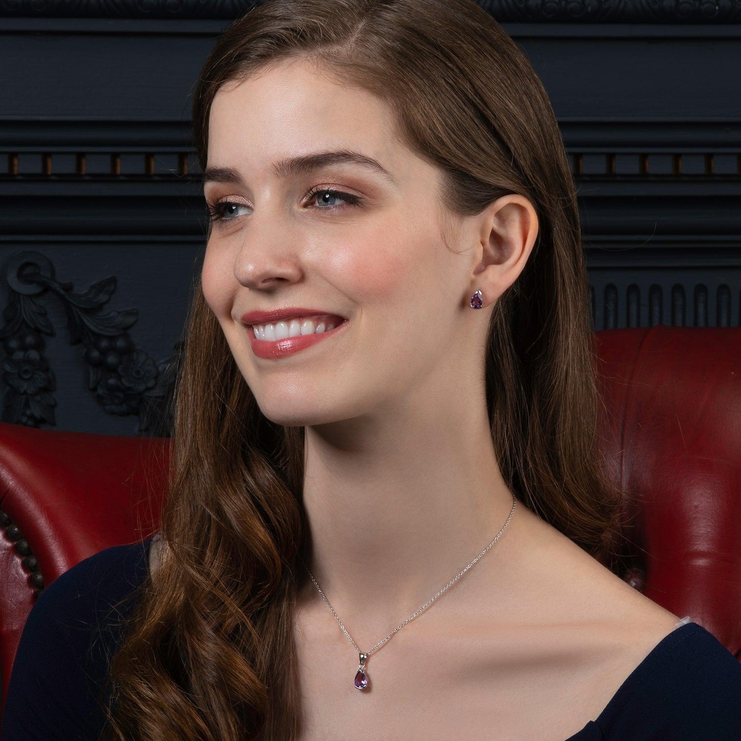 925 Sterling Silver Stud Earrings with Amethyst Gemstones - namana.london