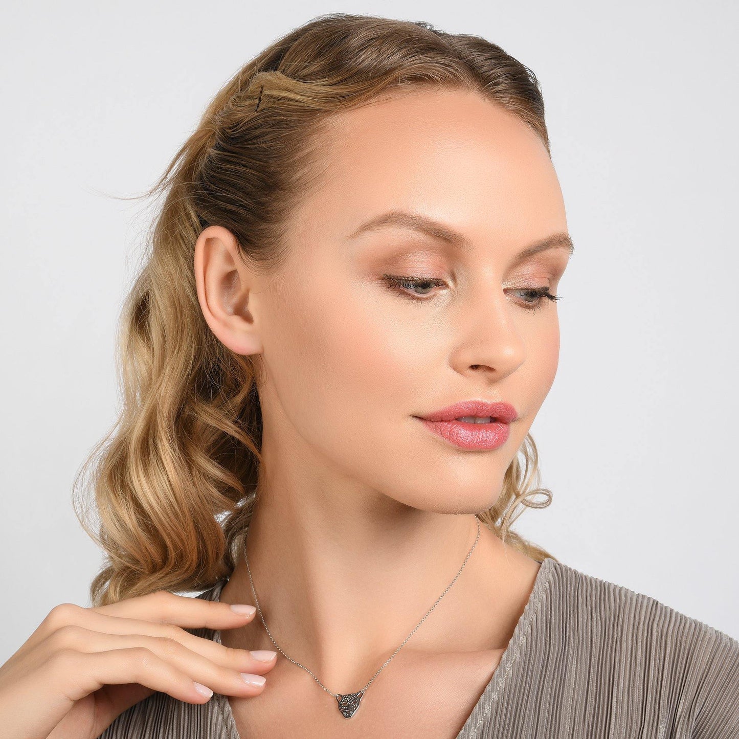 Panther Pendant Necklace with Brushed Finish - namana.london
