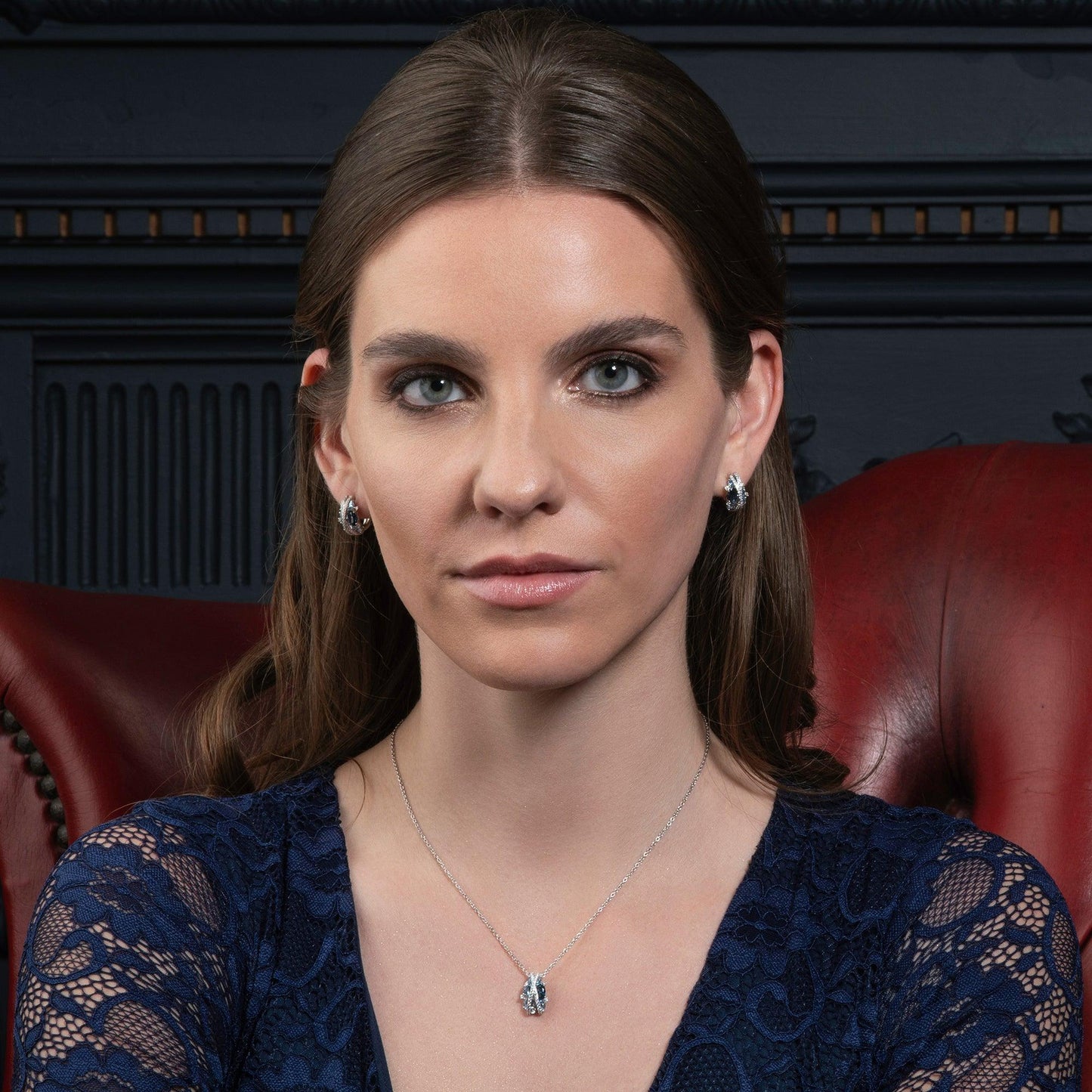 Sterling Silver Hoop Earrings for Women with Blue Stones - namana.london
