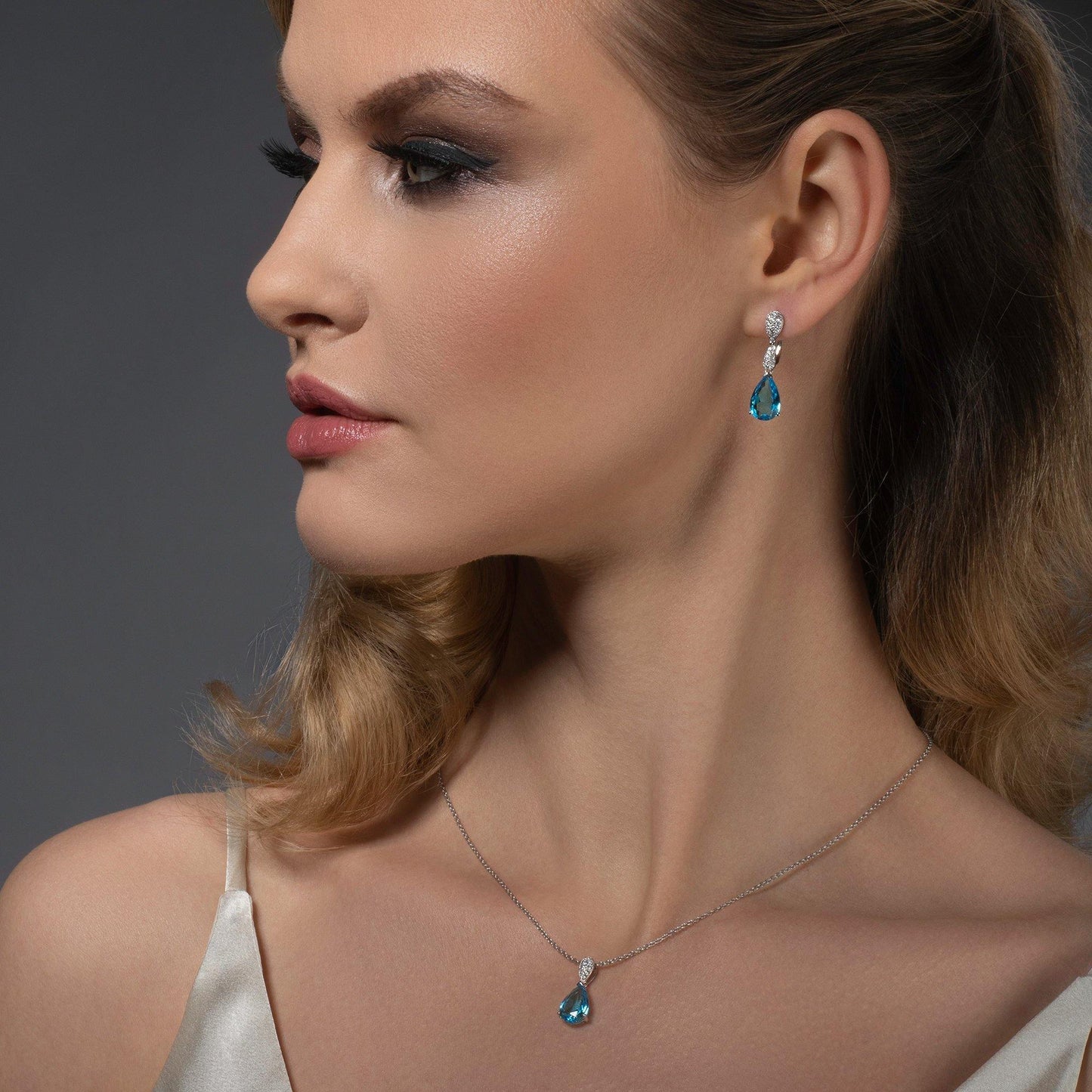 Sterling Silver Light Blue Drop Earrings for Women - namana.london