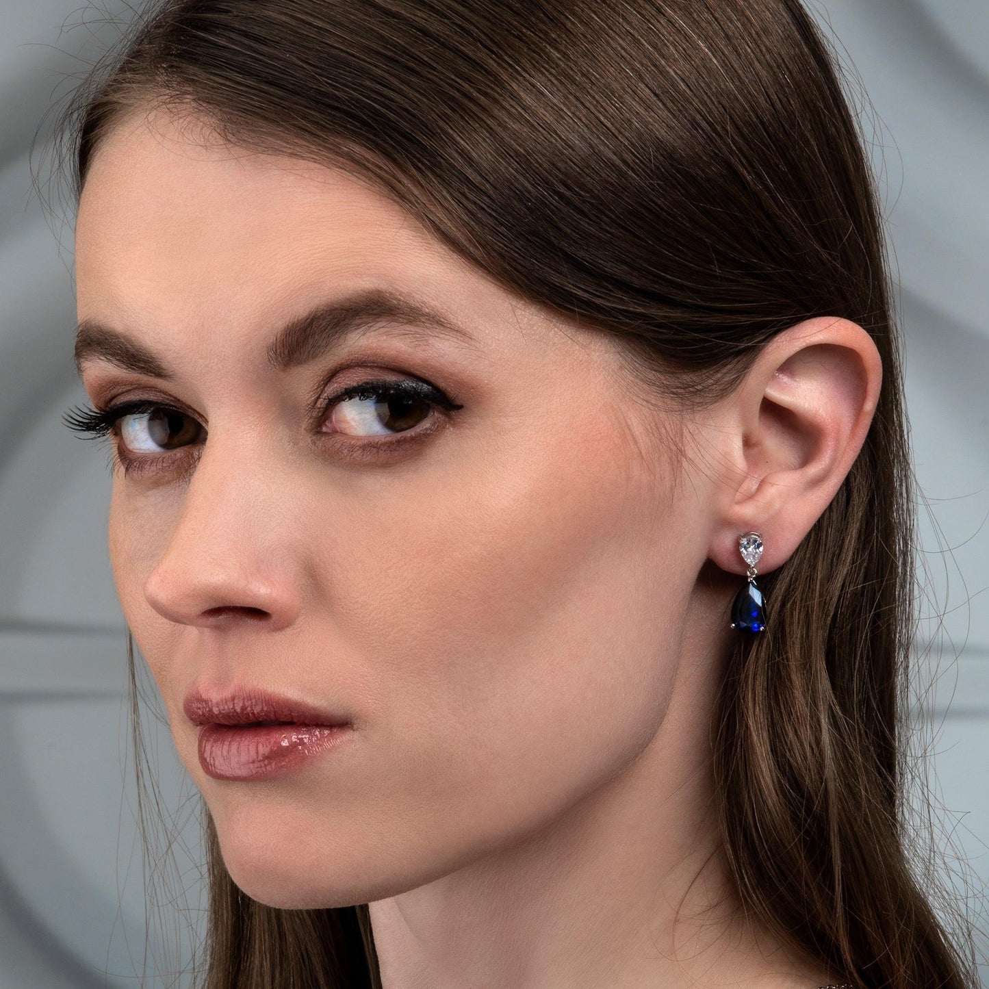 925 Sterling Silver Blue Pear Shaped Drop Earrings For Women - namana.london