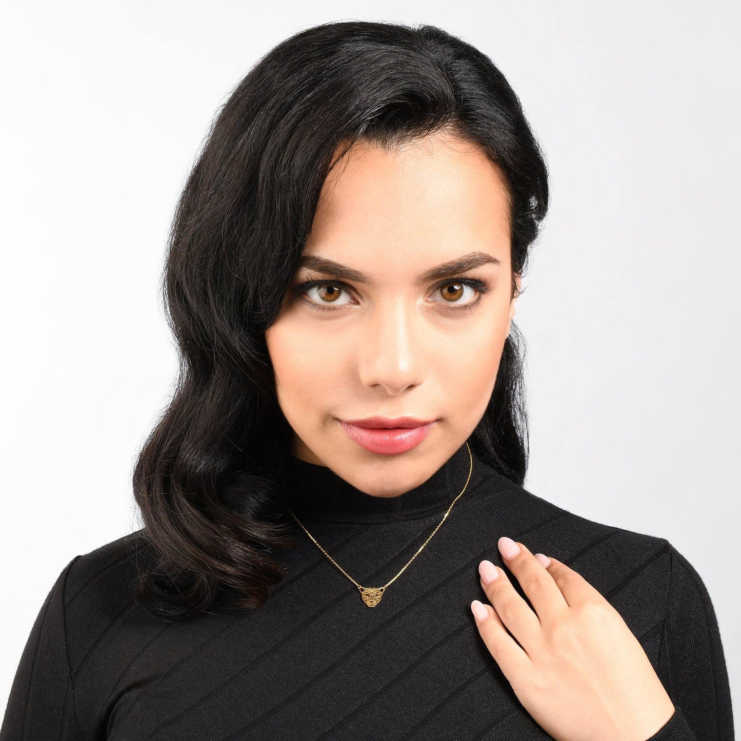 Gold Panther Pendant Necklace with Brushed Finish - namana.london