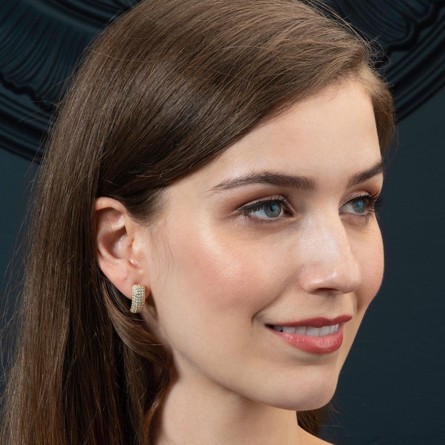 Gold Pave Hoop Earrings for Women - namana.london
