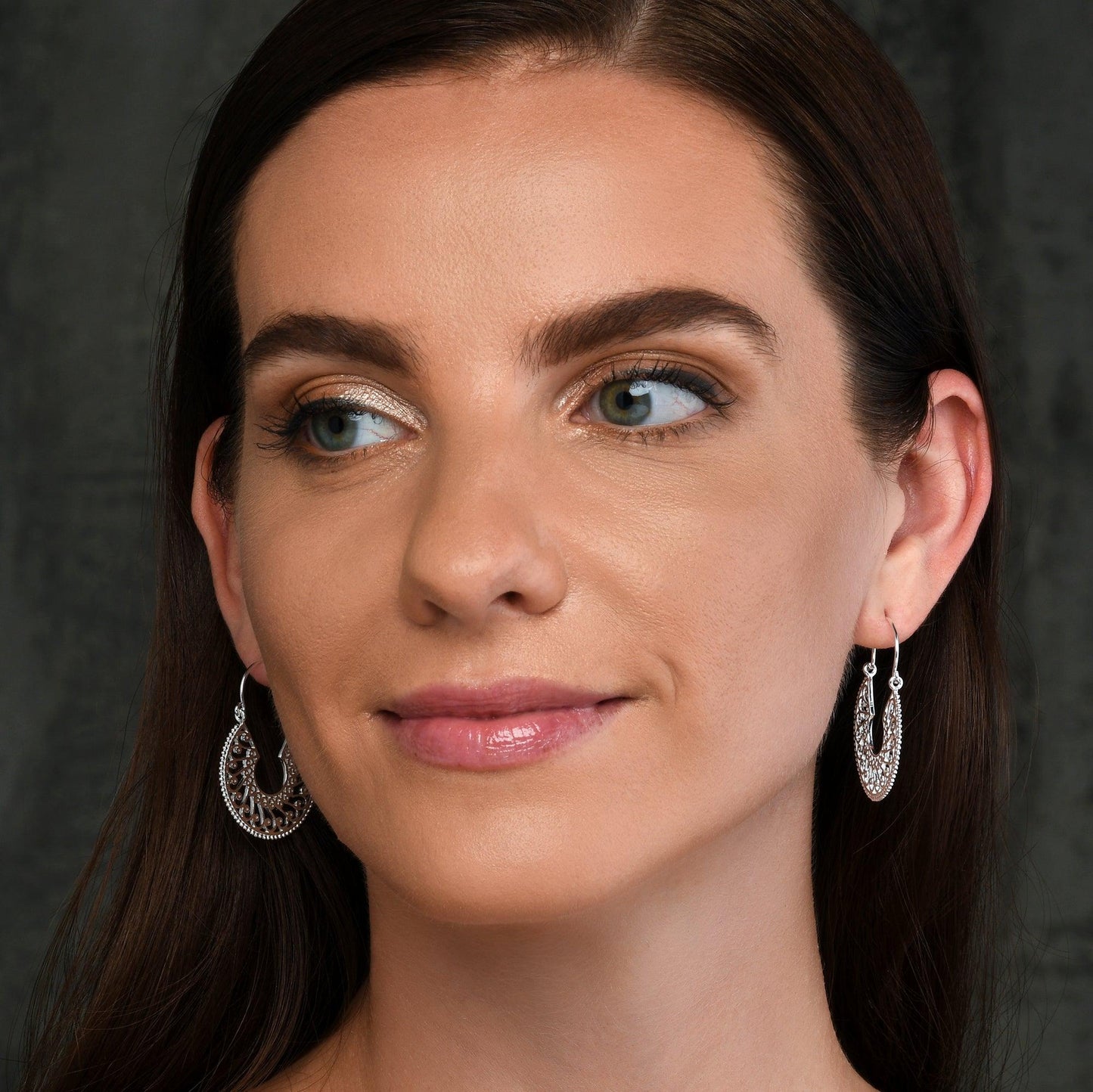 925 Sterling Silver Large Ethnic Tribal Hoop Earrings for Women - namana.london