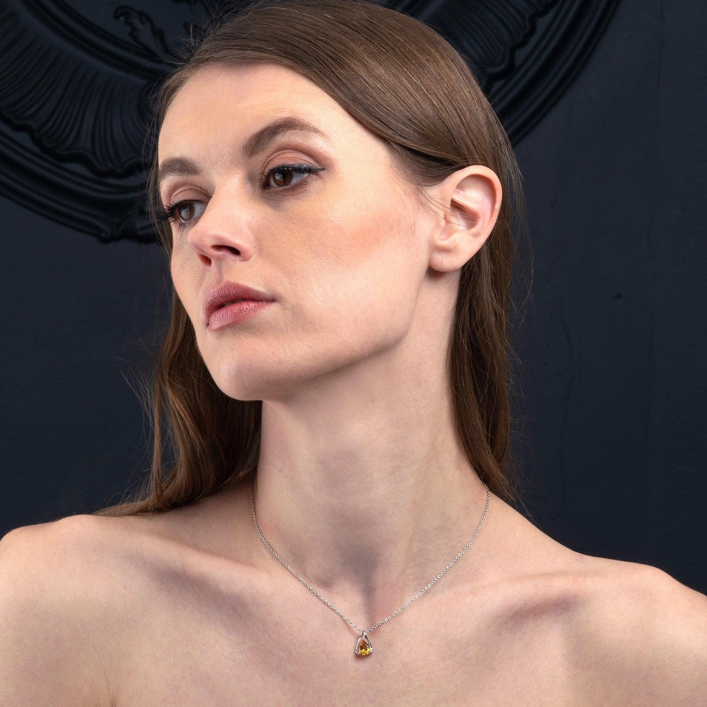 925 Sterling Silver Citrine Gemstone Pendant Necklace - namana.london