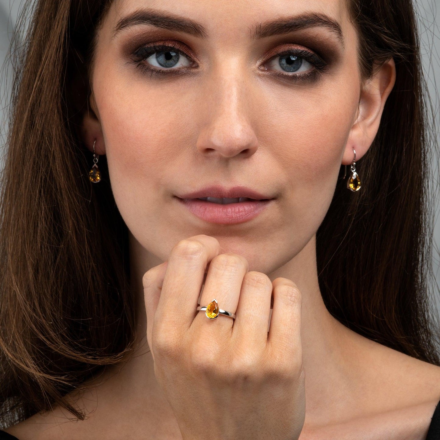 Pear Shaped Citrine Ring for Women in 925 Sterling Silver - namana.london