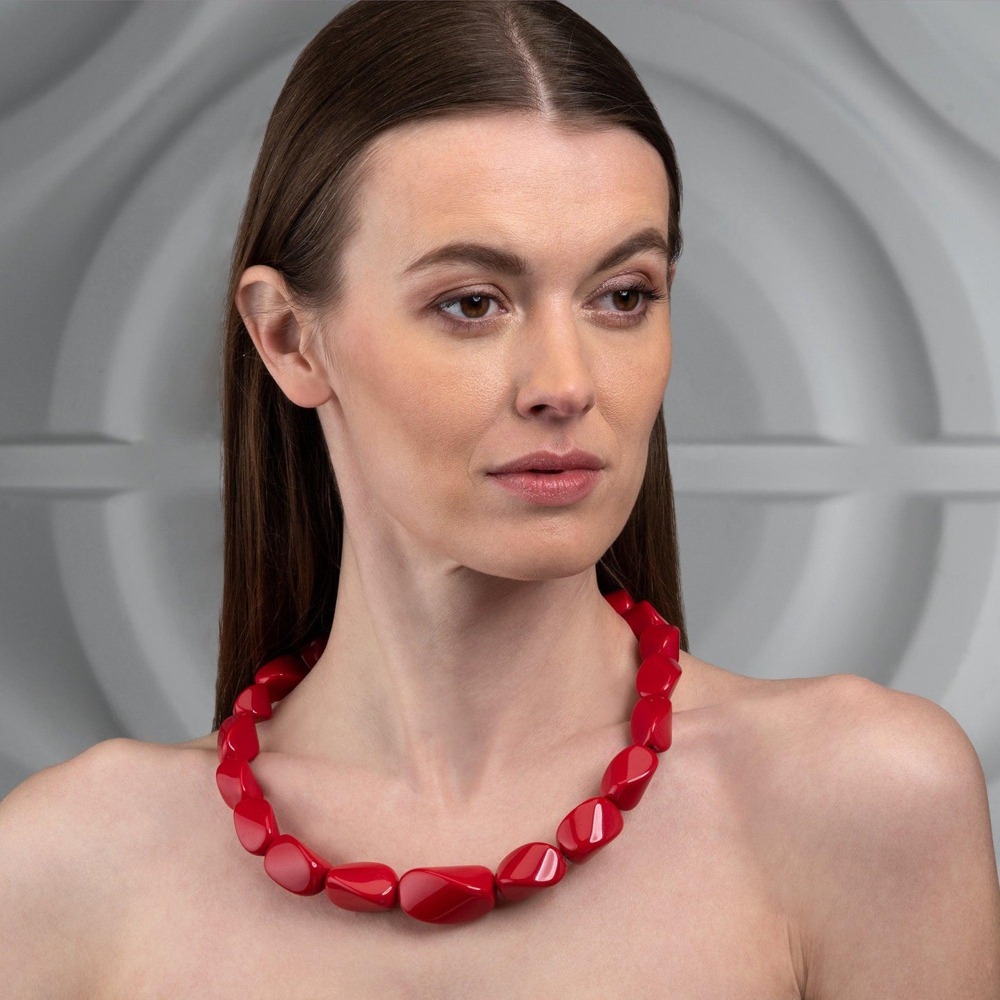 Twisted Red Chunky Statement Necklace for Women - namana.london