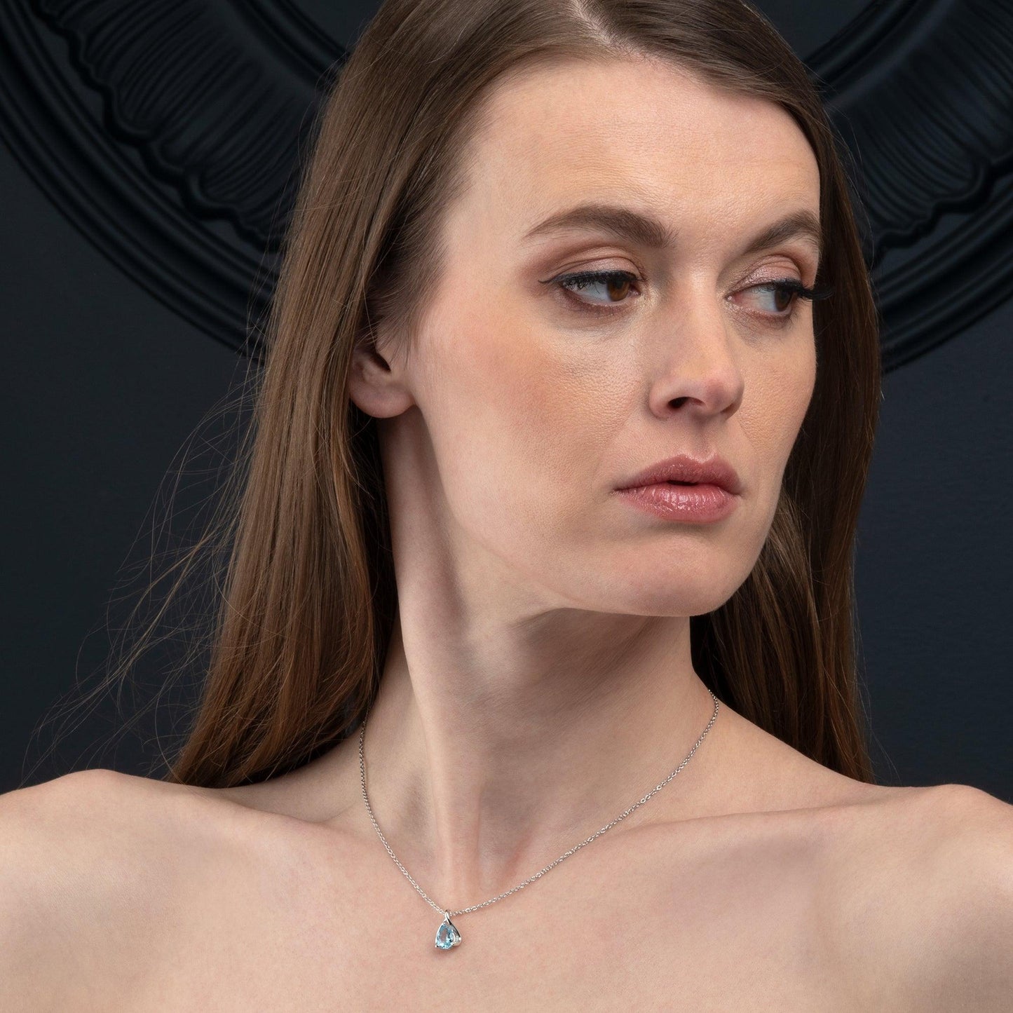 925 Sterling Silver Blue Topaz Gemstone Pendant Necklace - namana.london
